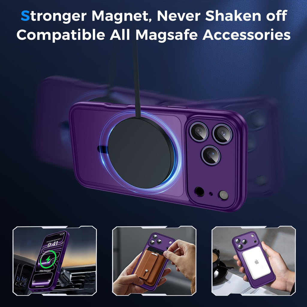 Helssitot Magnetic Matte Case Compatible with iP 17 Pro Max with 2 Anti - Glare Screen Protector, Hard PC Scratch - Resistant, Shockproof, Translucent - ModaPhone