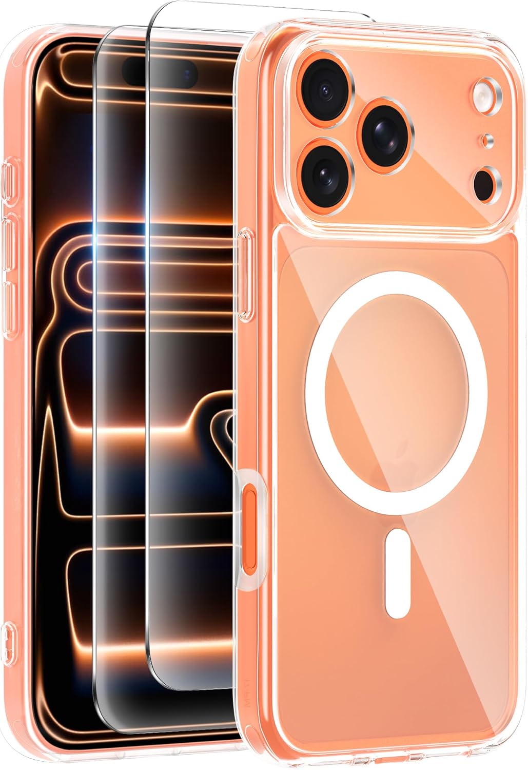 Magnetic Case for iPhone 17 Pro Max with 2 Tempered Glass, Full Camera Protection Shockproof Anti - Scratch Matte Translucent Cover - Black - ModaPhone