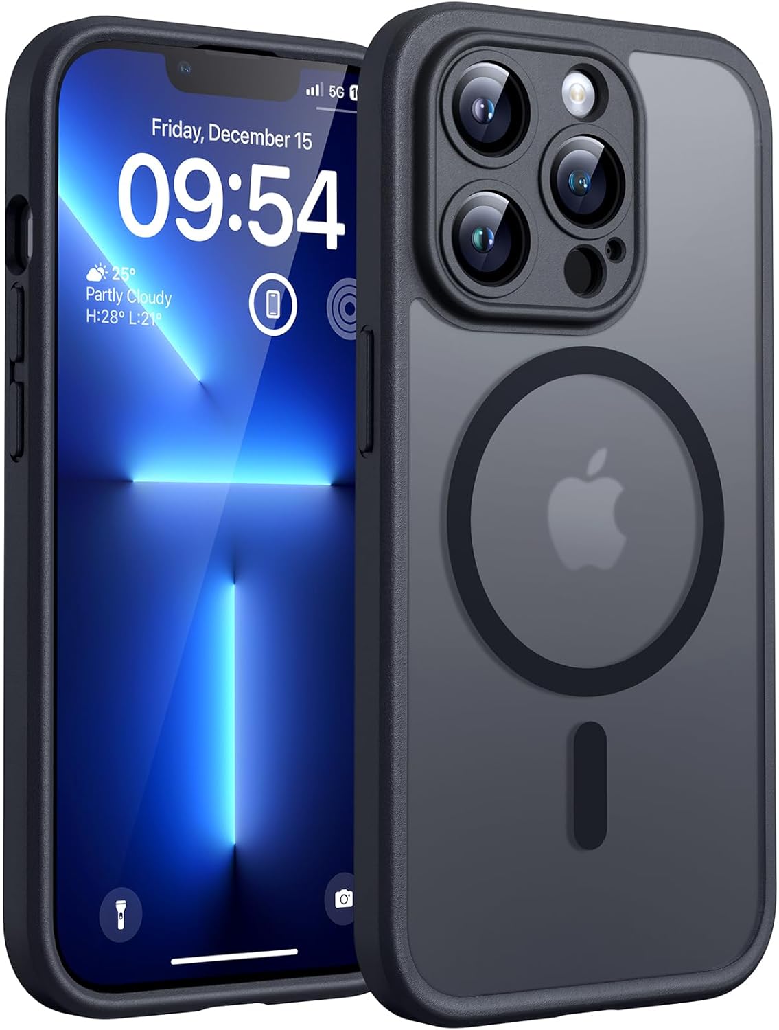 TOCOL Coque Magnétique pour iPhone 17 Pro Max 6,9 Pouces, Compatible avec MagSafe, Anneau Magnétique Intégré, Protection de l'objectif améliorée, Coque Mat Translucide Fine Antichoc, Noir - ModaPhone