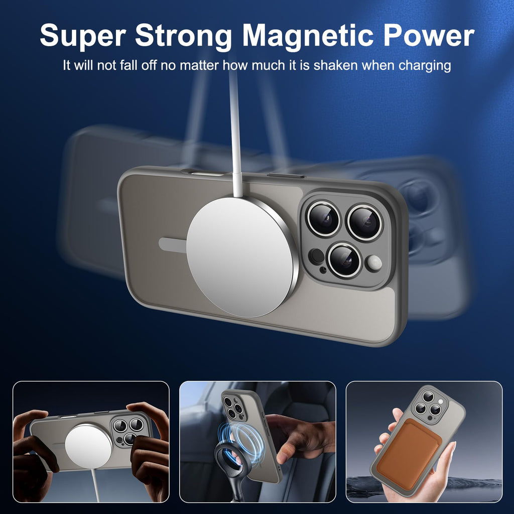 Helssitot Magnetic Matte Case Compatible with iP 17 Pro Max with 2 Anti - Glare Screen Protector, Hard PC Scratch - Resistant, Shockproof, Translucent - ModaPhone