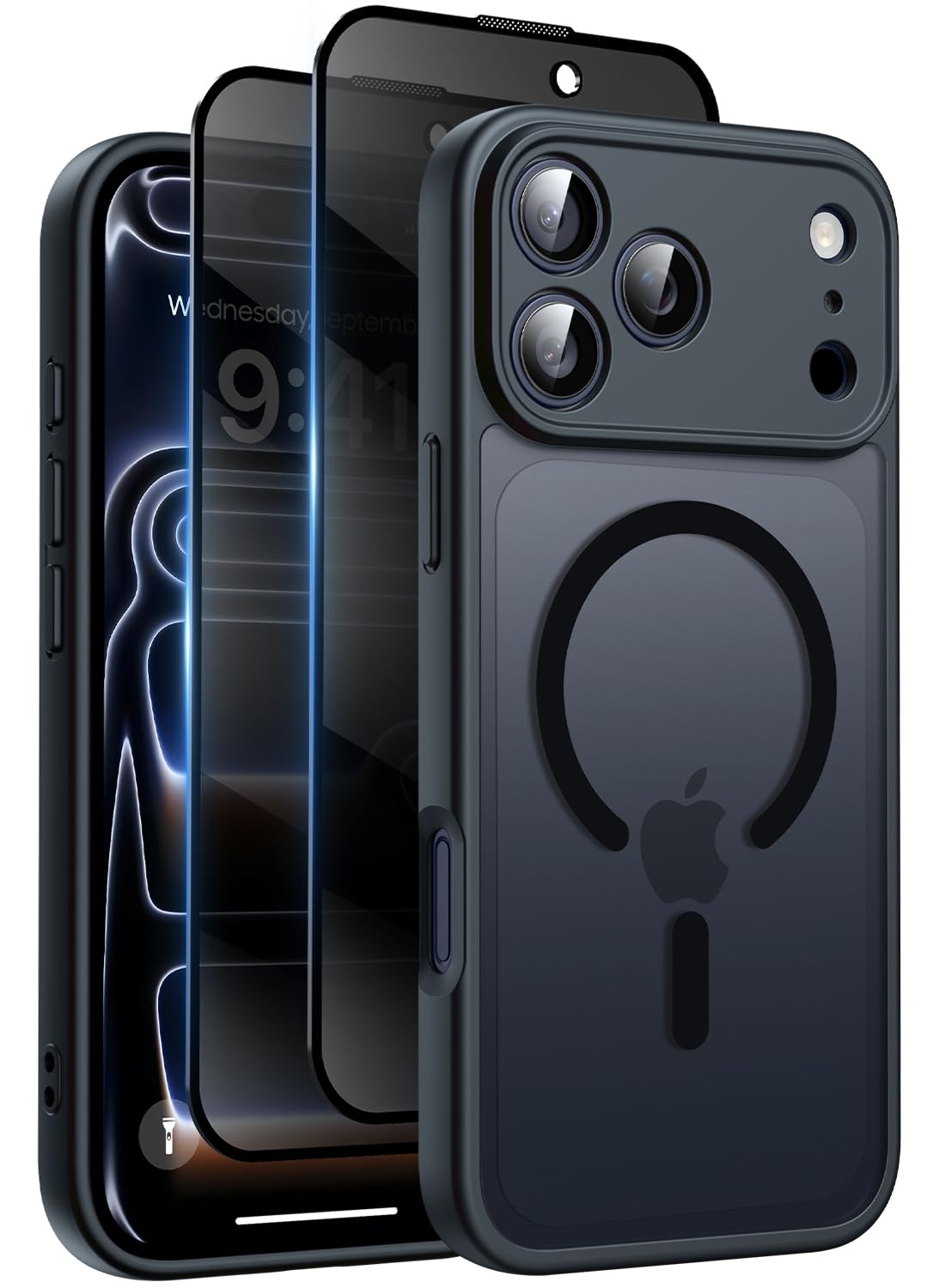 Helssitot Magnetic Matte Case Compatible with iP 17 Pro Max with 2 Anti - Glare Screen Protector, Hard PC Scratch - Resistant, Shockproof, Translucent - ModaPhone