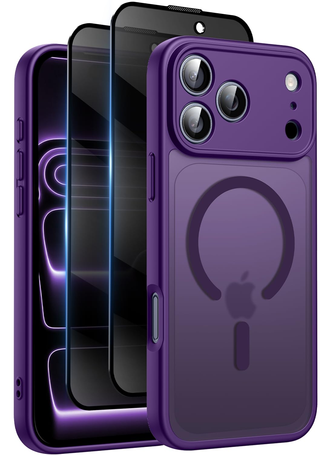 Helssitot Magnetic Matte Case Compatible with iP 17 Pro Max with 2 Anti - Glare Screen Protector, Hard PC Scratch - Resistant, Shockproof, Translucent - ModaPhone