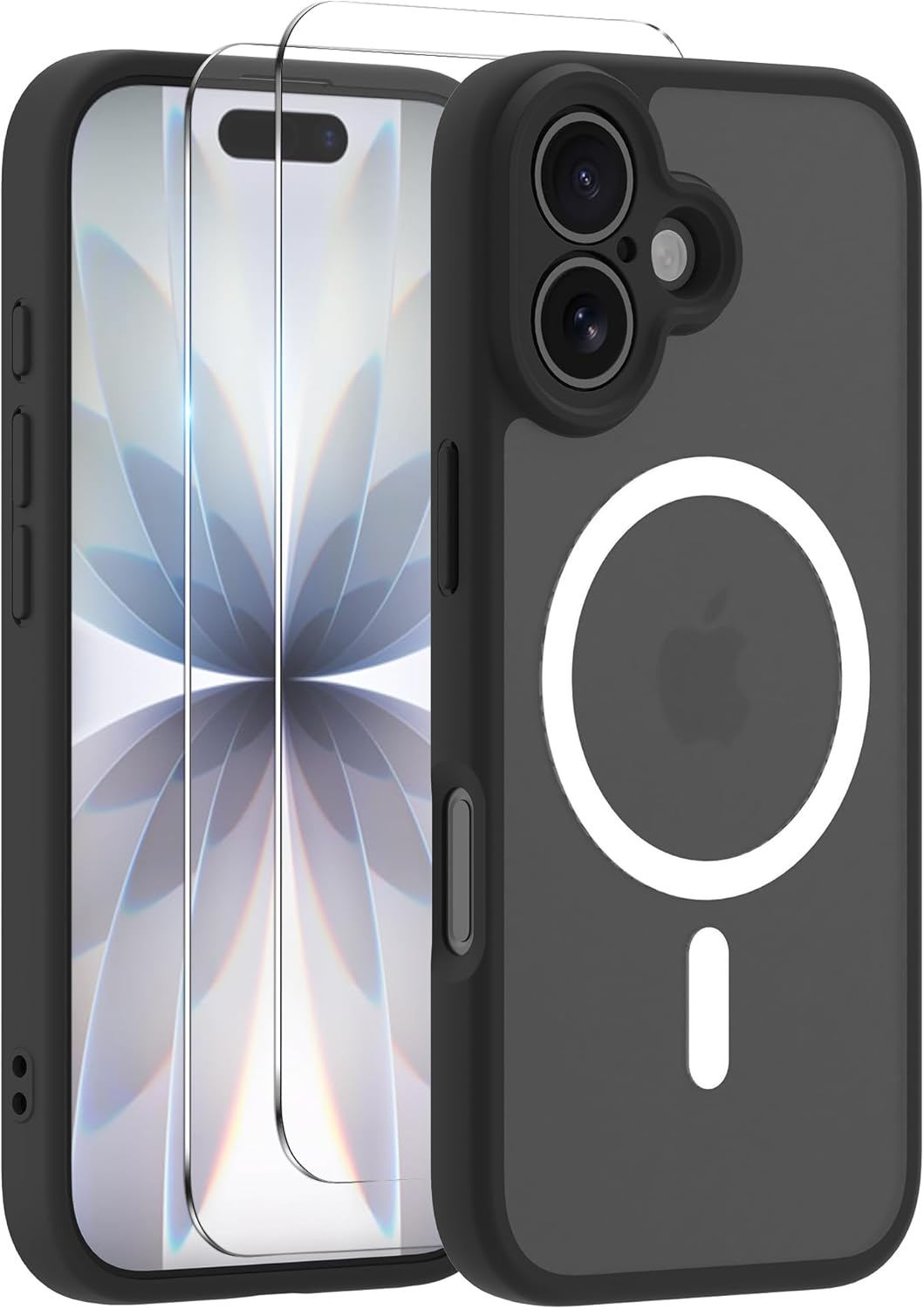 Magnetic Case for iPhone 17 Pro Max with 2 Tempered Glass, Full Camera Protection Shockproof Anti - Scratch Matte Translucent Cover - Black - ModaPhone
