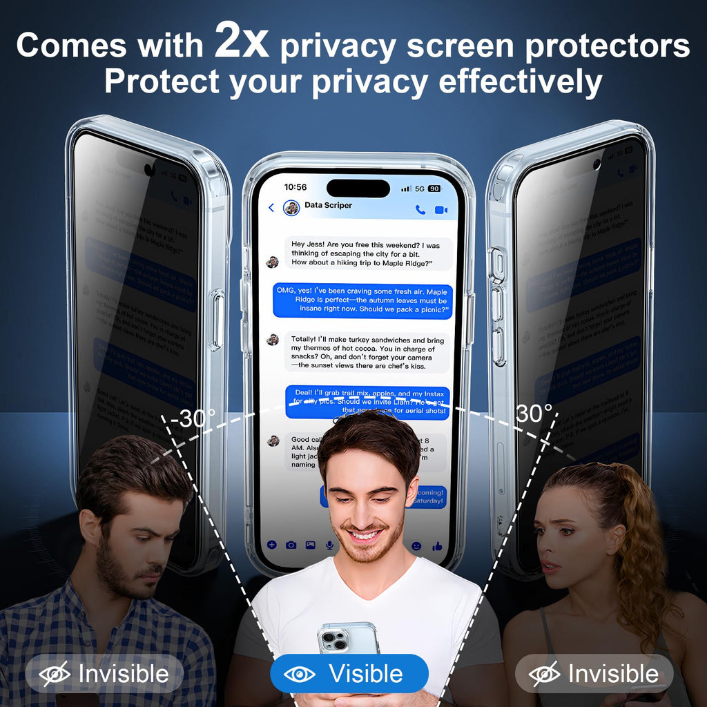 Helssitot Magnetic Matte Case Compatible with iP 17 Pro Max with 2 Anti - Glare Screen Protector, Hard PC Scratch - Resistant, Shockproof, Translucent - ModaPhone