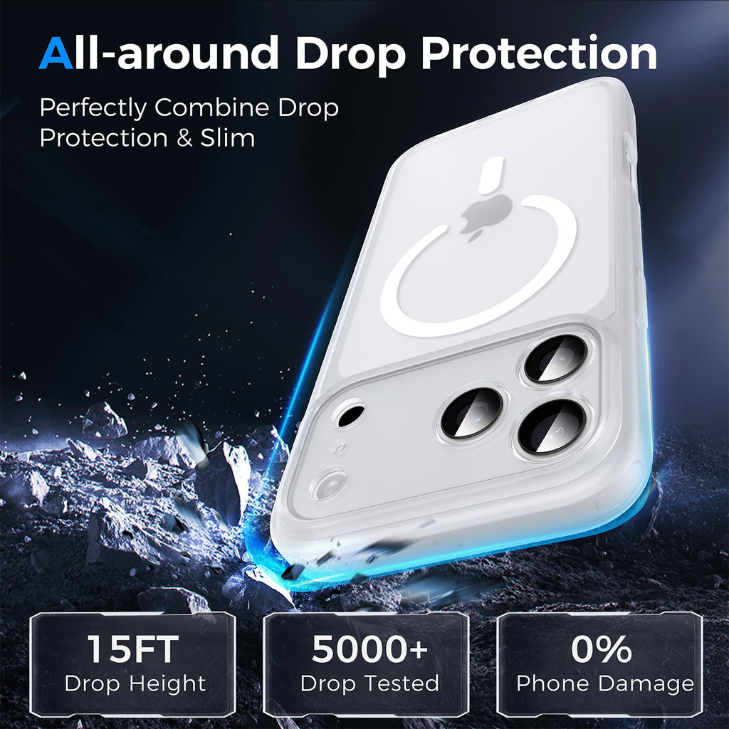 Helssitot Magnetic Matte Case Compatible with iP 17 Pro Max with 2 Anti - Glare Screen Protector, Hard PC Scratch - Resistant, Shockproof, Translucent - ModaPhone