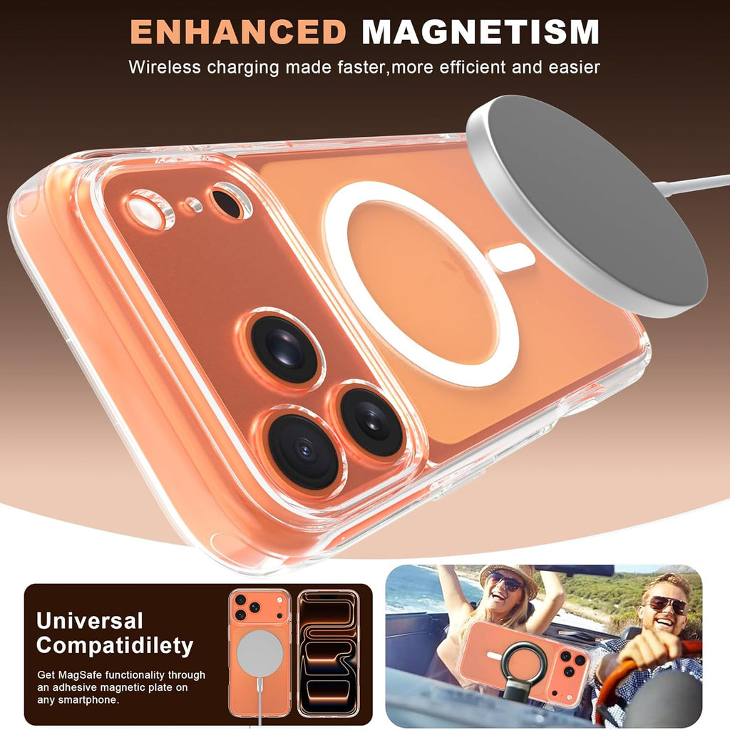 Magnetic Case for iPhone 17 Pro Max with 2 Tempered Glass, Full Camera Protection Shockproof Anti - Scratch Matte Translucent Cover - Black - ModaPhone