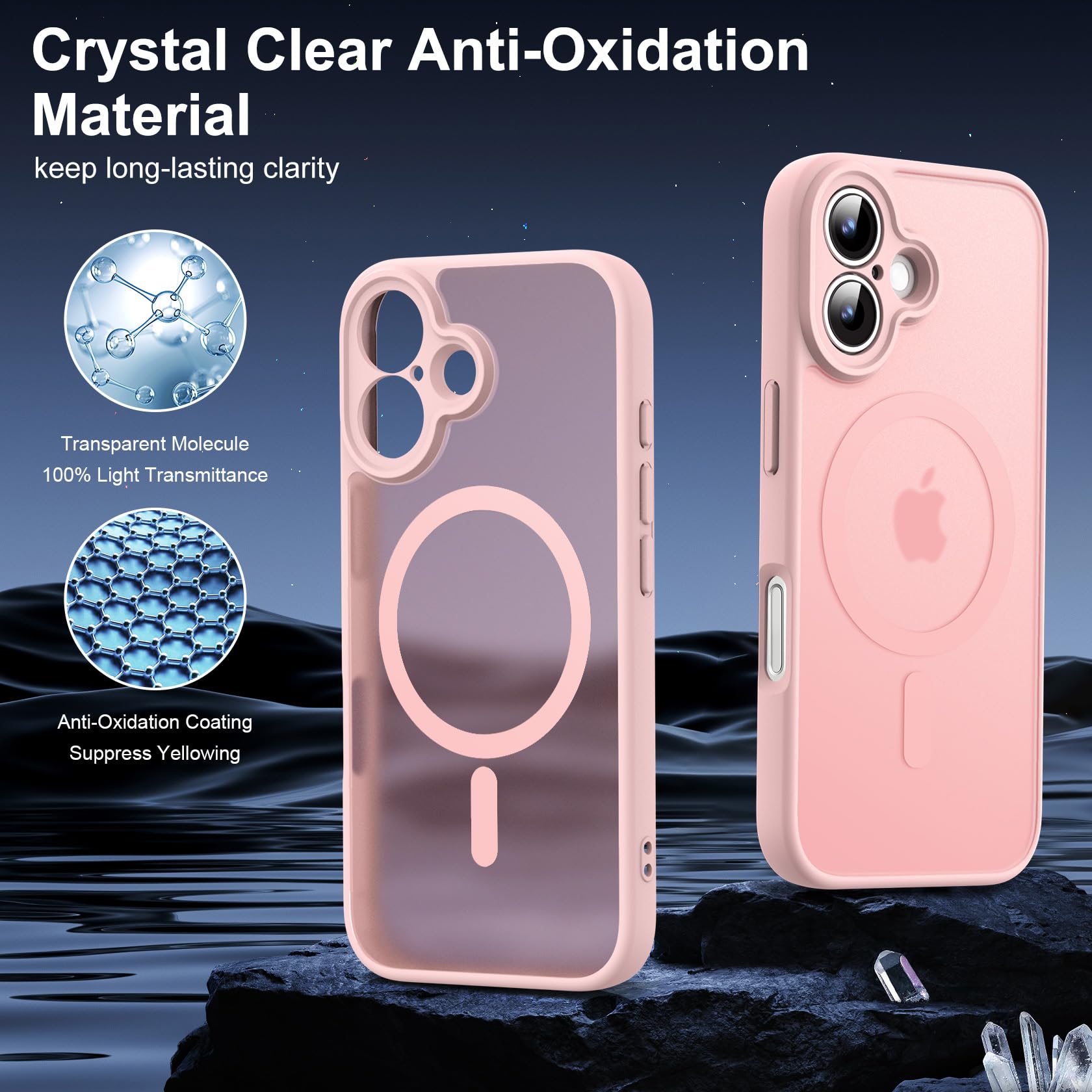 Helssitot Magnetic Matte Case Compatible with iP 17 Pro Max with 2 Anti - Glare Screen Protector, Hard PC Scratch - Resistant, Shockproof, Translucent - ModaPhone