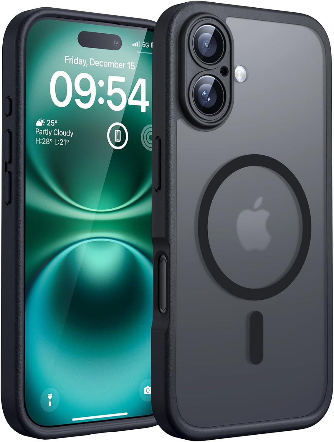 TOCOL Coque Magnétique pour iPhone 17 Pro Max 6,9 Pouces, Compatible avec MagSafe, Anneau Magnétique Intégré, Protection de l'objectif améliorée, Coque Mat Translucide Fine Antichoc, Noir - ModaPhone