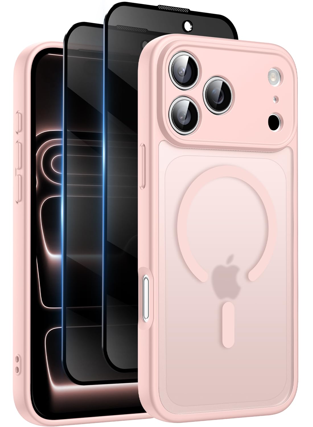 Helssitot Magnetic Matte Case Compatible with iP 17 Pro Max with 2 Anti - Glare Screen Protector, Hard PC Scratch - Resistant, Shockproof, Translucent - ModaPhone