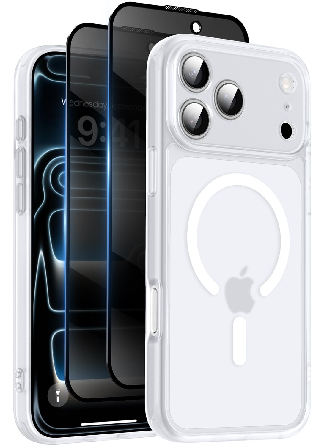 Helssitot Magnetic Matte Case Compatible with iP 17 Pro Max with 2 Anti - Glare Screen Protector, Hard PC Scratch - Resistant, Shockproof, Translucent - ModaPhone