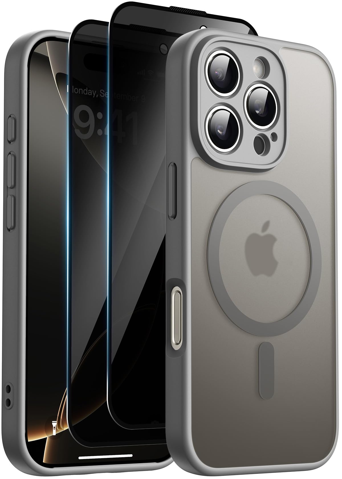 Helssitot Magnetic Matte Case Compatible with iP 17 Pro Max with 2 Anti - Glare Screen Protector, Hard PC Scratch - Resistant, Shockproof, Translucent - ModaPhone