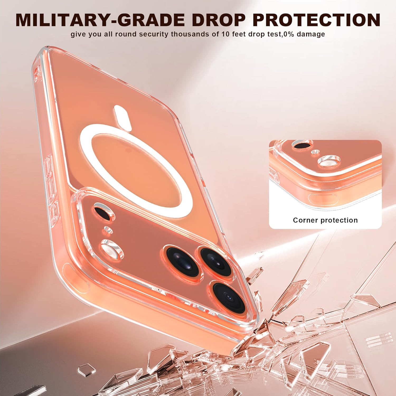 Magnetic Case for iPhone 17 Pro Max with 2 Tempered Glass, Full Camera Protection Shockproof Anti - Scratch Matte Translucent Cover - Black - ModaPhone