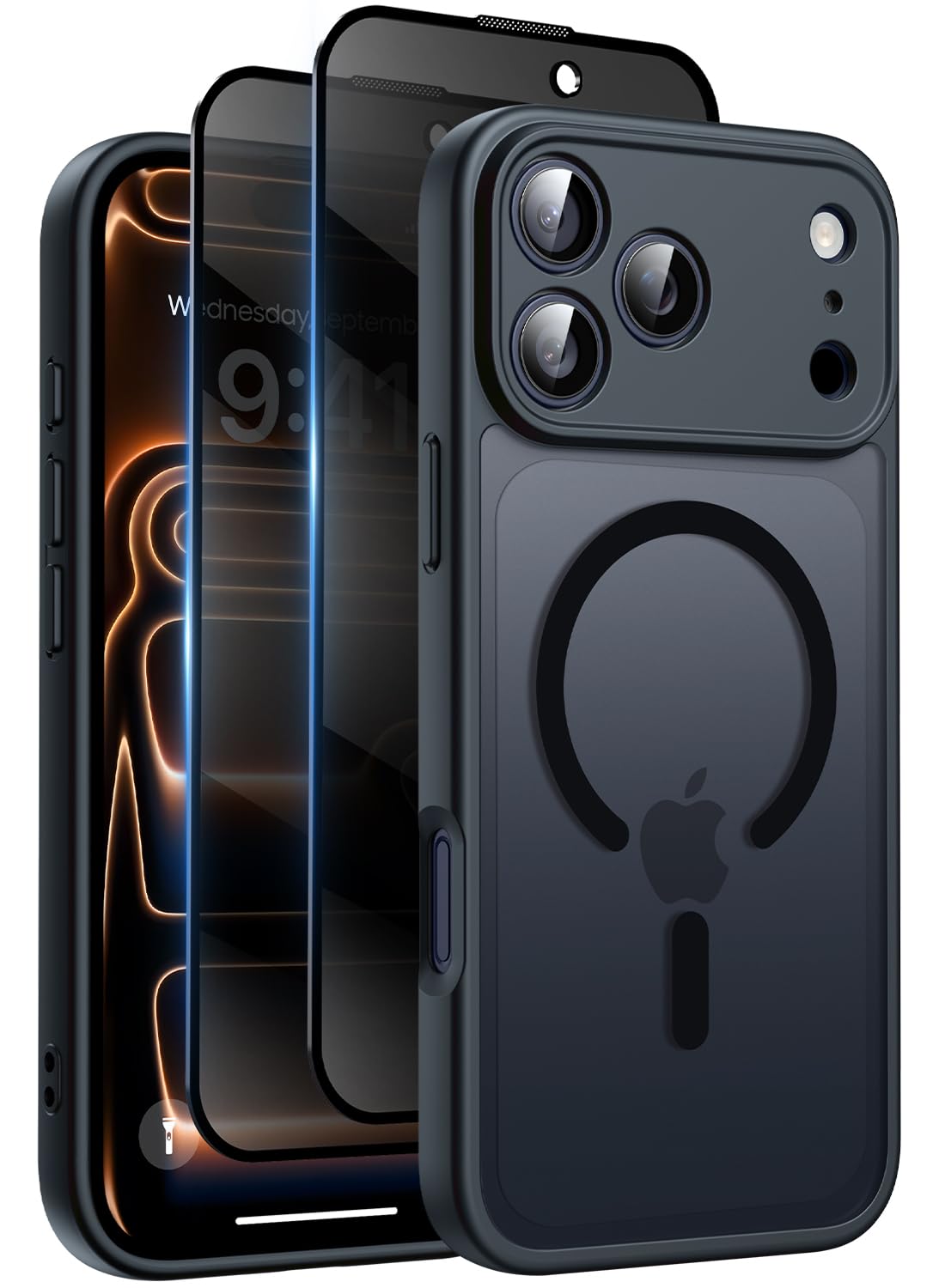 Helssitot Magnetic Matte Case Compatible with iP 17 Pro Max with 2 Anti - Glare Screen Protector, Hard PC Scratch - Resistant, Shockproof, Translucent - ModaPhone