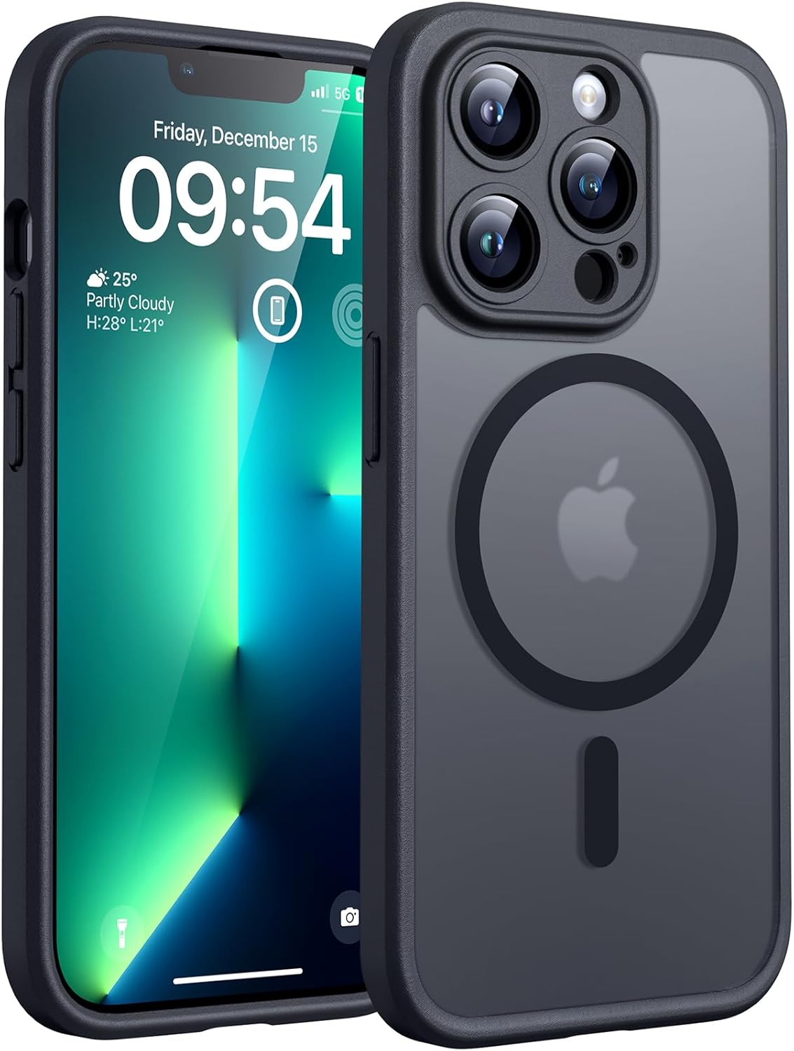 TOCOL Coque Magnétique pour iPhone 17 Pro Max 6,9 Pouces, Compatible avec MagSafe, Anneau Magnétique Intégré, Protection de l'objectif améliorée, Coque Mat Translucide Fine Antichoc, Noir - ModaPhone