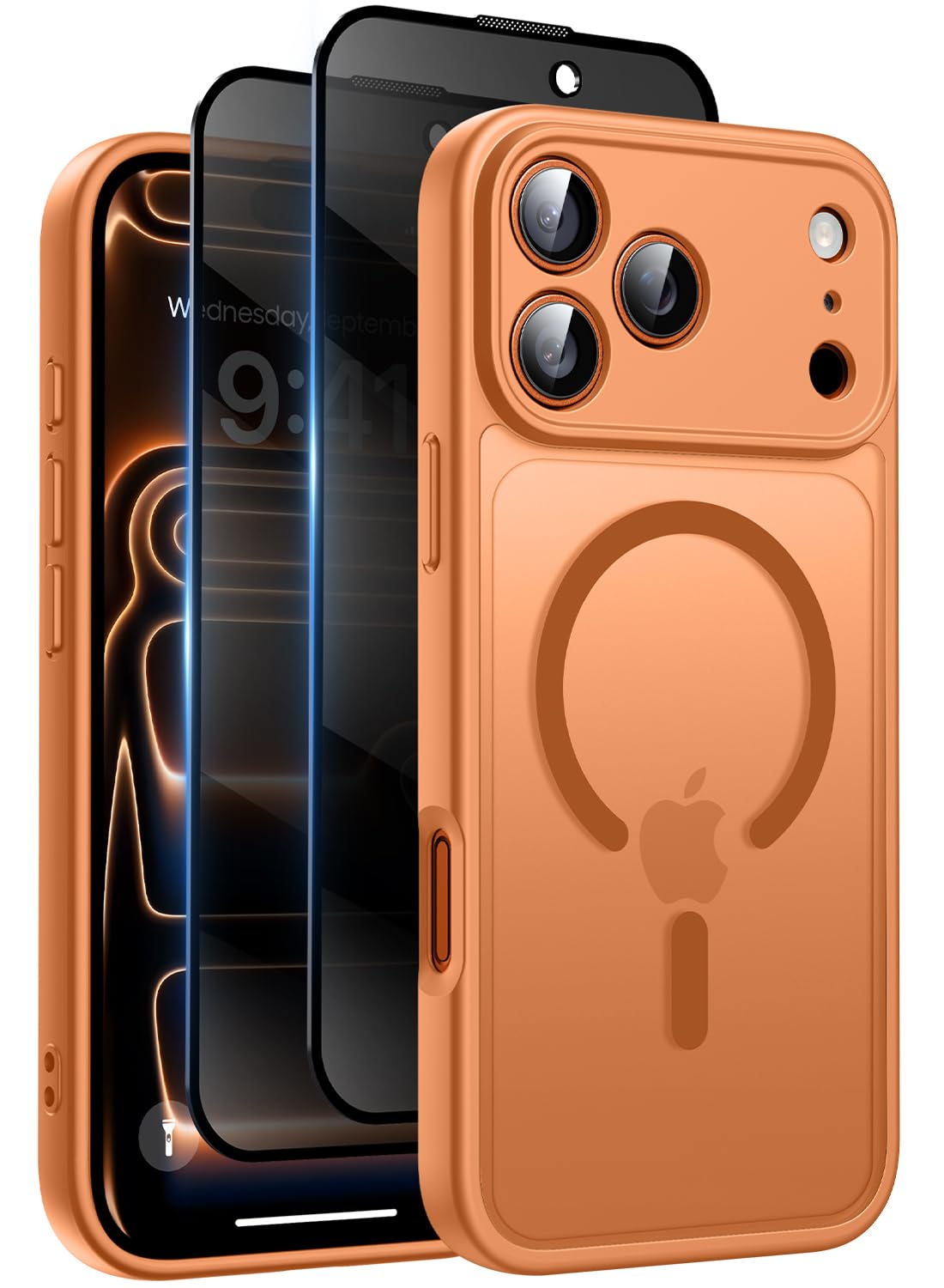 Helssitot Magnetic Matte Case Compatible with iP 17 Pro Max with 2 Anti - Glare Screen Protector, Hard PC Scratch - Resistant, Shockproof, Translucent - ModaPhone