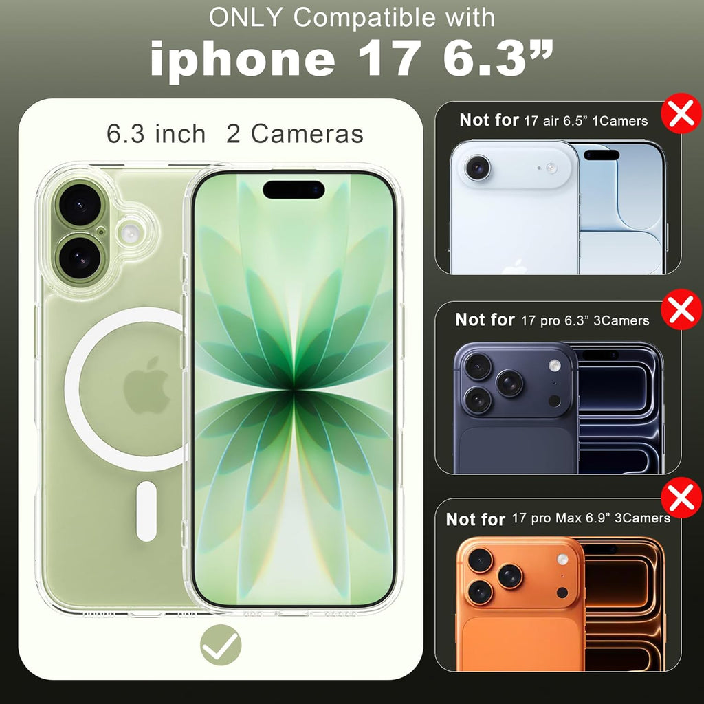 Magnetic Case for iPhone 17 Pro Max with 2 Tempered Glass, Full Camera Protection Shockproof Anti - Scratch Matte Translucent Cover - Black - ModaPhone