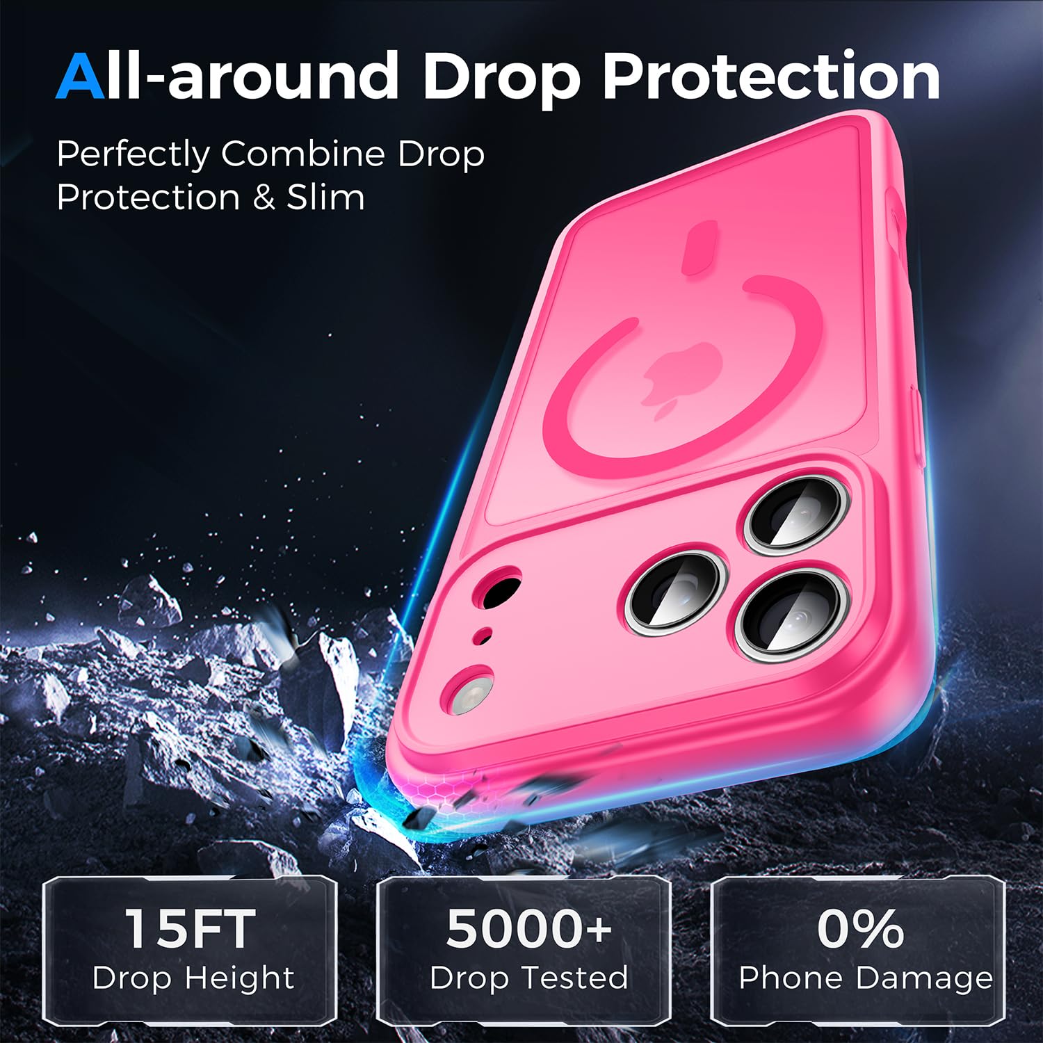 Helssitot Magnetic Matte Case Compatible with iP 17 Pro Max with 2 Anti - Glare Screen Protector, Hard PC Scratch - Resistant, Shockproof, Translucent - ModaPhone