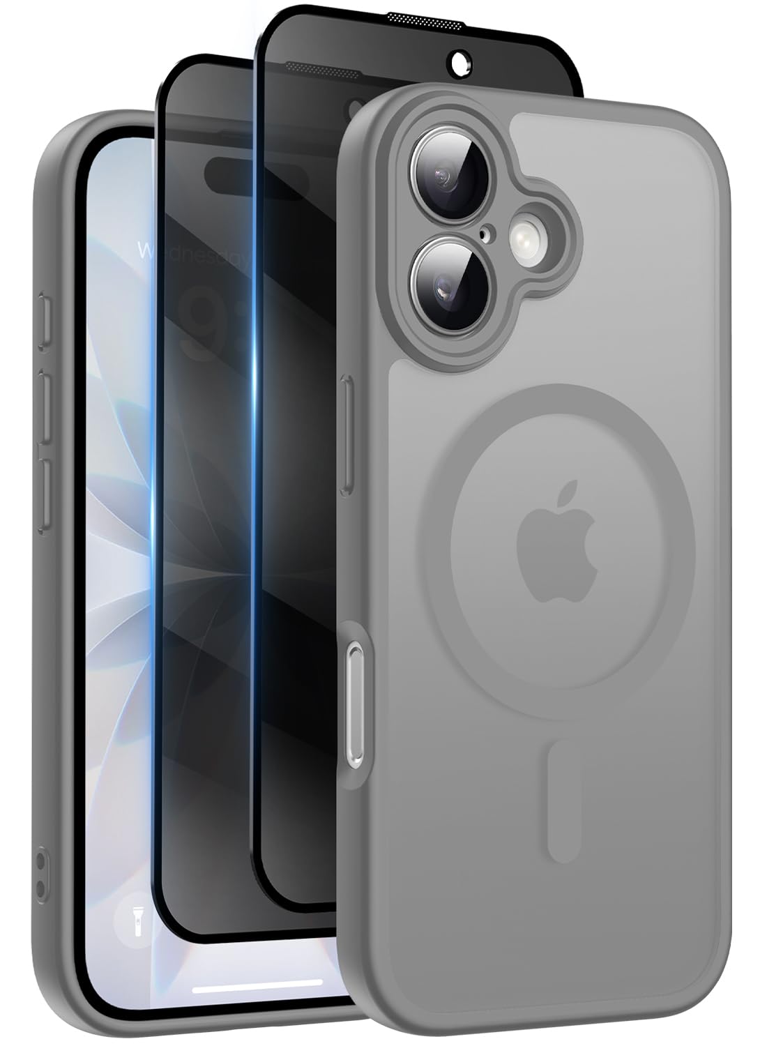 Helssitot Magnetic Matte Case Compatible with iP 17 Pro Max with 2 Anti - Glare Screen Protector, Hard PC Scratch - Resistant, Shockproof, Translucent - ModaPhone