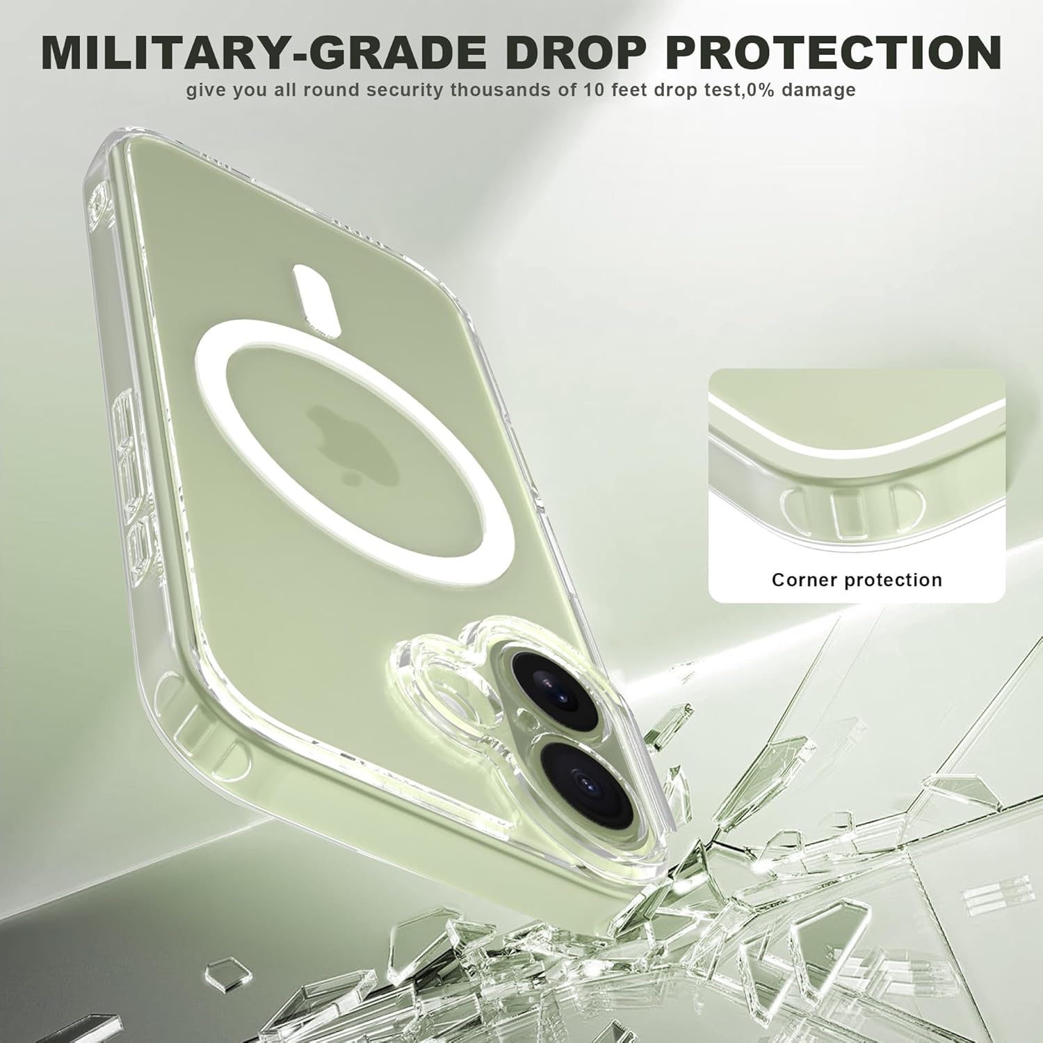 Magnetic Case for iPhone 17 Pro Max with 2 Tempered Glass, Full Camera Protection Shockproof Anti - Scratch Matte Translucent Cover - Black - ModaPhone