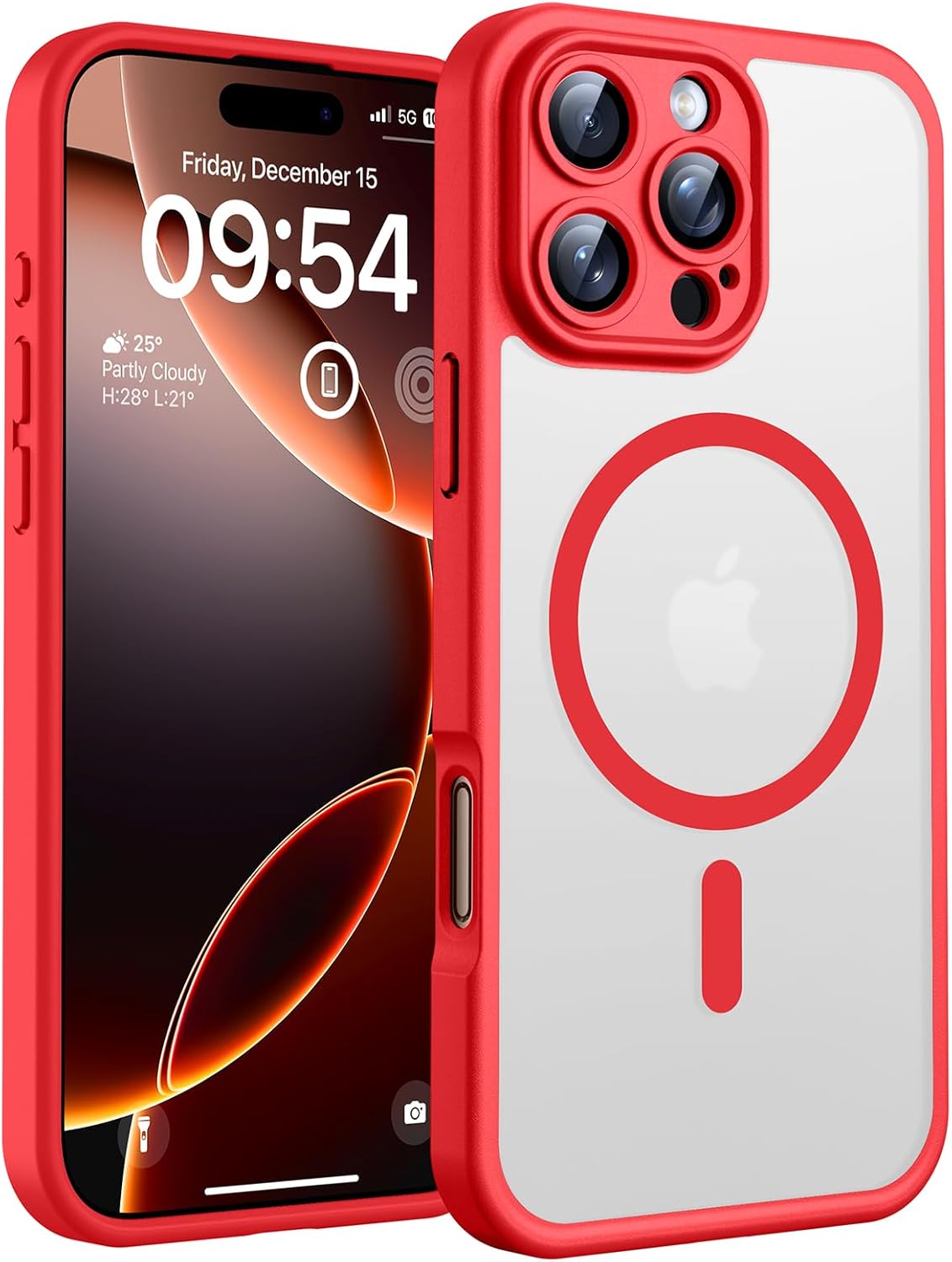 TOCOL Coque Magnétique pour iPhone 17 Pro Max 6,9 Pouces, Compatible avec MagSafe, Anneau Magnétique Intégré, Protection de l'objectif améliorée, Coque Mat Translucide Fine Antichoc, Noir - ModaPhone