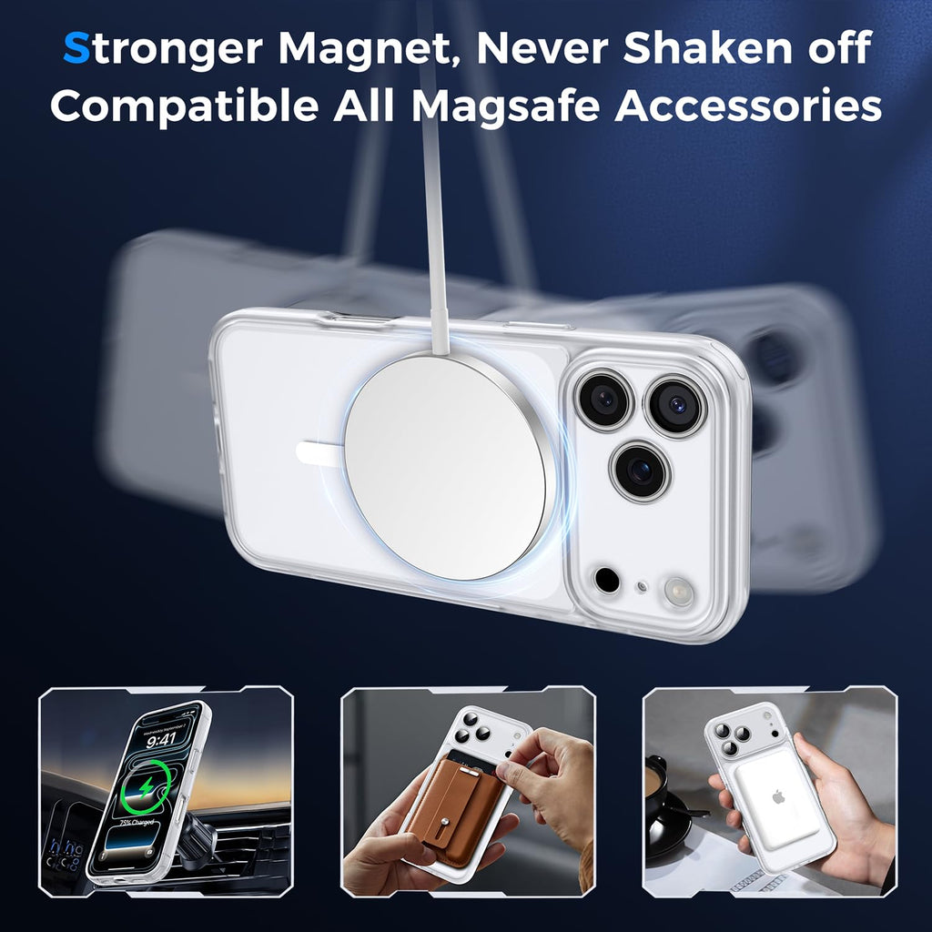 Helssitot Magnetic Matte Case Compatible with iP 17 Pro Max with 2 Anti - Glare Screen Protector, Hard PC Scratch - Resistant, Shockproof, Translucent - ModaPhone