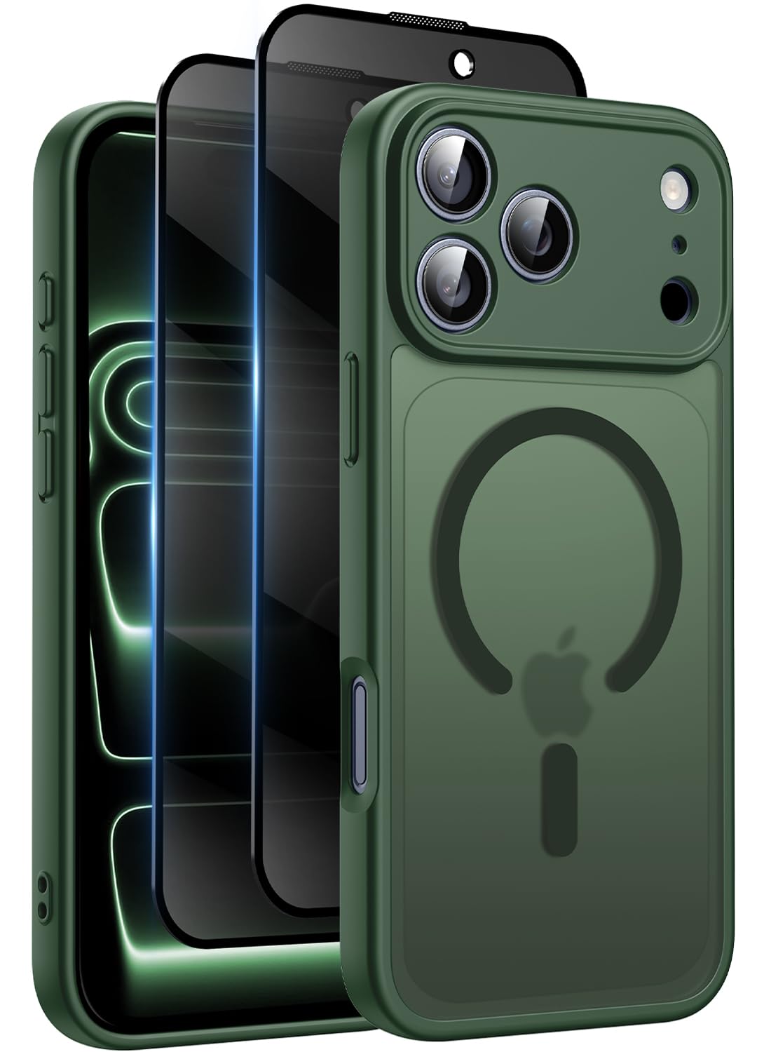 Helssitot Magnetic Matte Case Compatible with iP 17 Pro Max with 2 Anti - Glare Screen Protector, Hard PC Scratch - Resistant, Shockproof, Translucent - ModaPhone