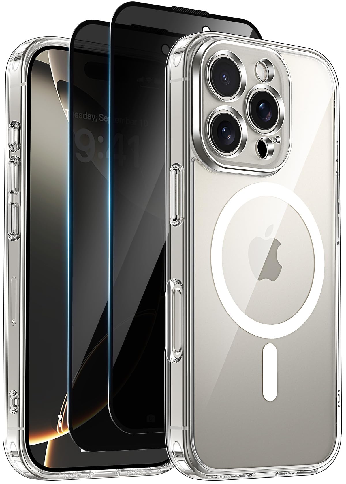 Helssitot Magnetic Matte Case Compatible with iP 17 Pro Max with 2 Anti - Glare Screen Protector, Hard PC Scratch - Resistant, Shockproof, Translucent - ModaPhone