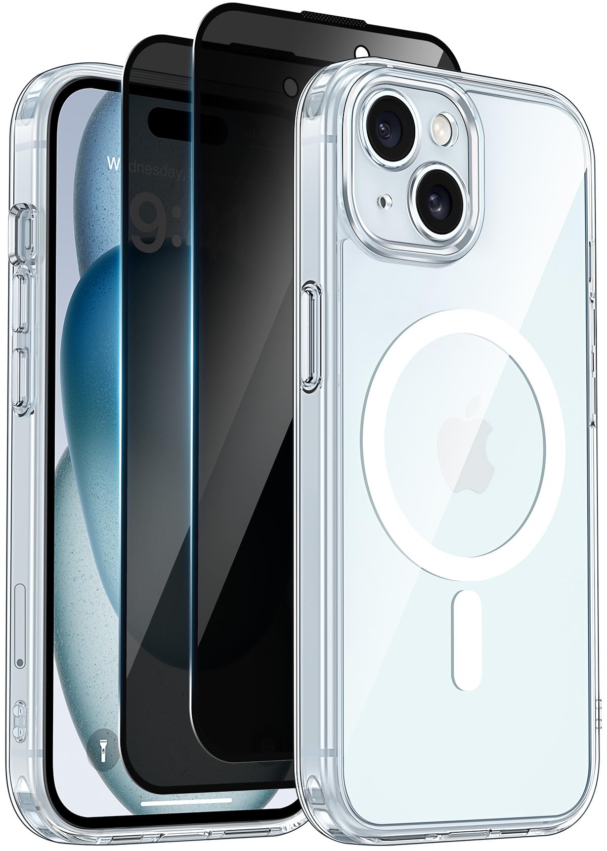 Helssitot Magnetic Matte Case Compatible with iP 17 Pro Max with 2 Anti - Glare Screen Protector, Hard PC Scratch - Resistant, Shockproof, Translucent - ModaPhone