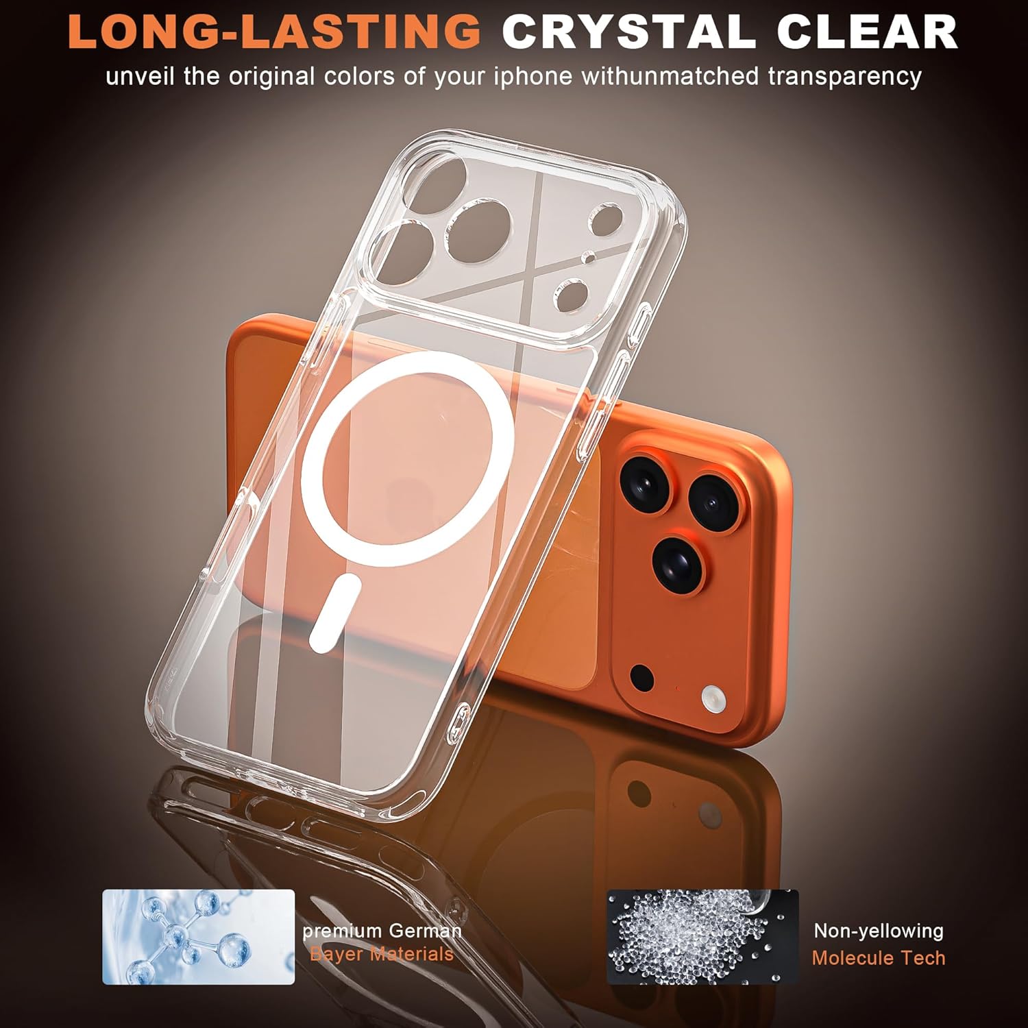 Magnetic Case for iPhone 17 Pro Max with 2 Tempered Glass, Full Camera Protection Shockproof Anti - Scratch Matte Translucent Cover - Black - ModaPhone