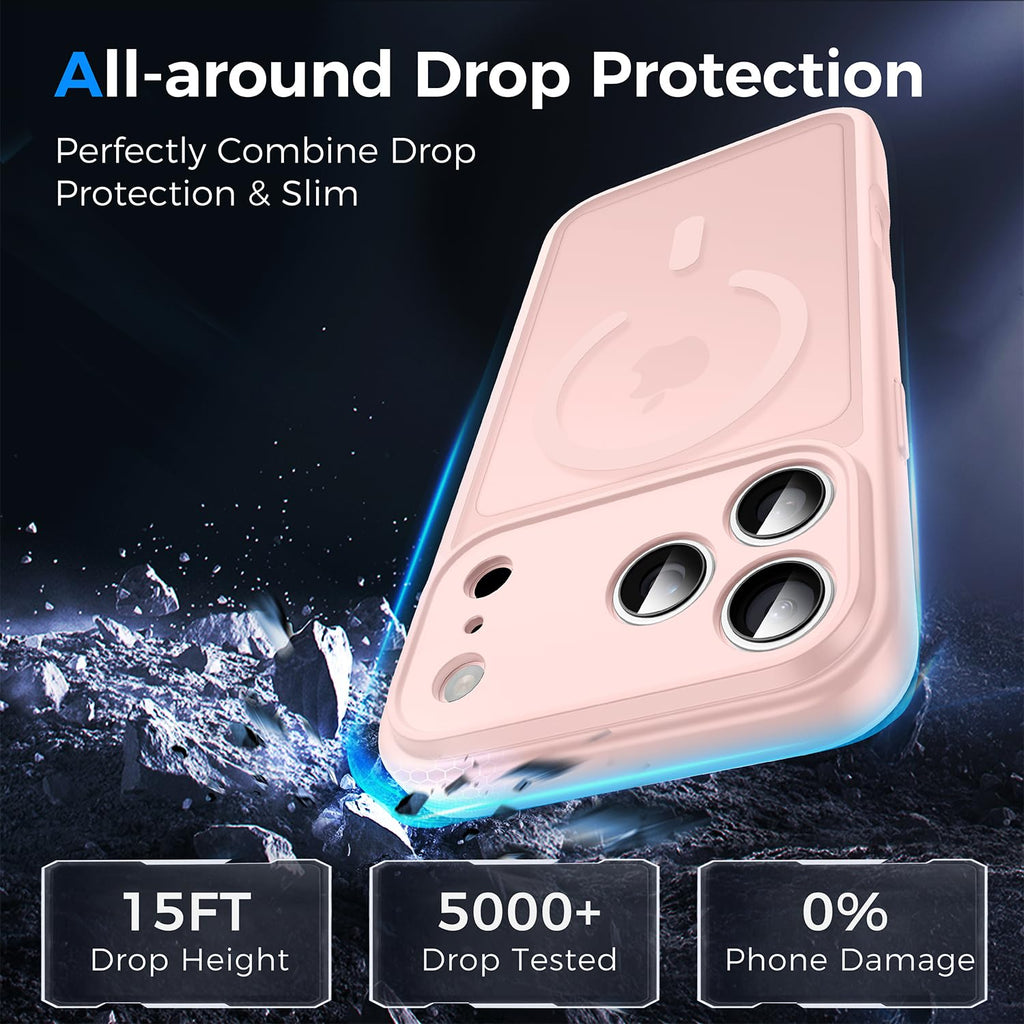 Helssitot Magnetic Matte Case Compatible with iP 17 Pro Max with 2 Anti - Glare Screen Protector, Hard PC Scratch - Resistant, Shockproof, Translucent - ModaPhone