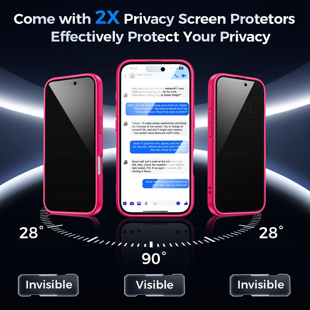 Helssitot Magnetic Matte Case Compatible with iP 17 Pro Max with 2 Anti - Glare Screen Protector, Hard PC Scratch - Resistant, Shockproof, Translucent - ModaPhone