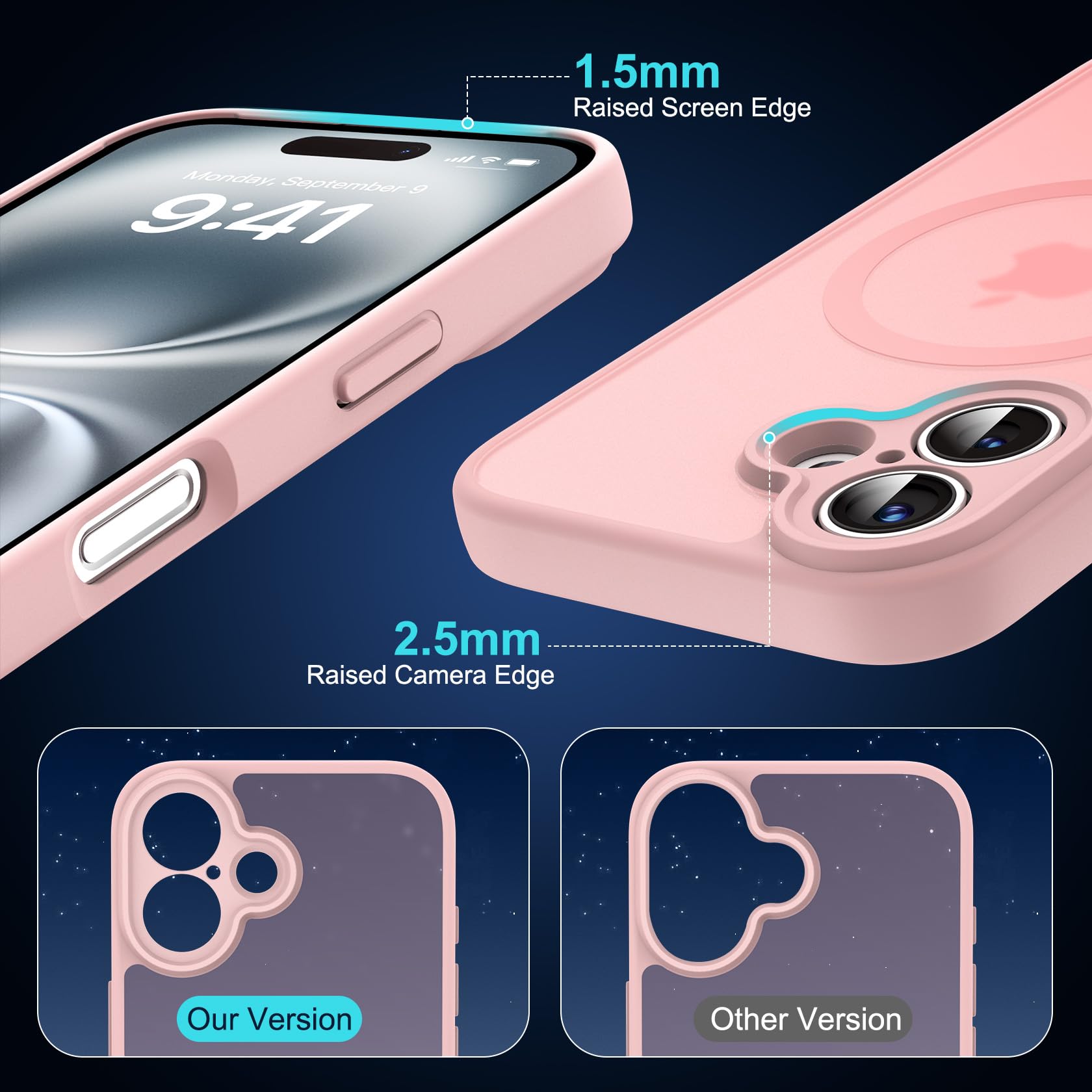 Helssitot Magnetic Matte Case Compatible with iP 17 Pro Max with 2 Anti - Glare Screen Protector, Hard PC Scratch - Resistant, Shockproof, Translucent - ModaPhone