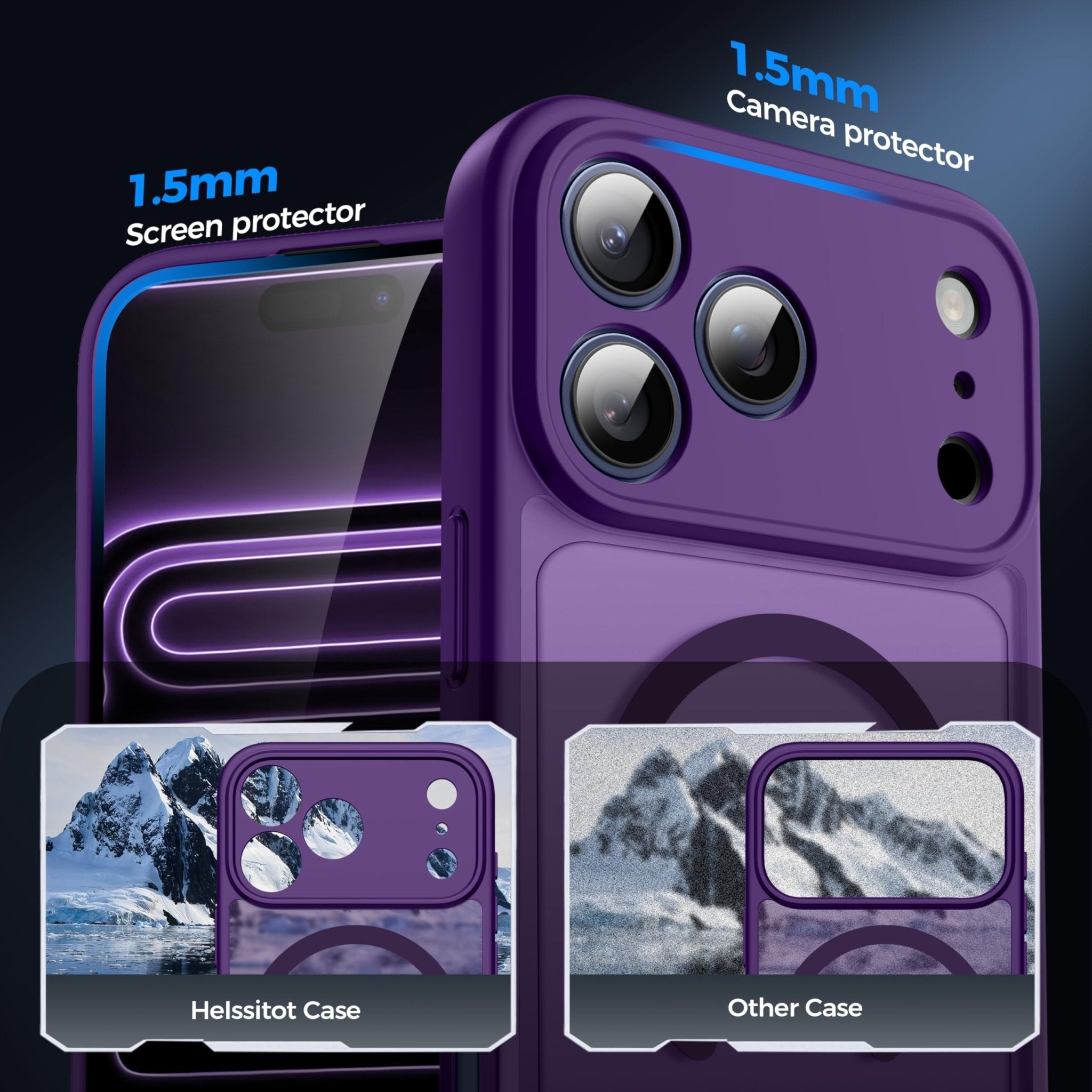 Helssitot Magnetic Matte Case Compatible with iP 17 Pro Max with 2 Anti - Glare Screen Protector, Hard PC Scratch - Resistant, Shockproof, Translucent - ModaPhone