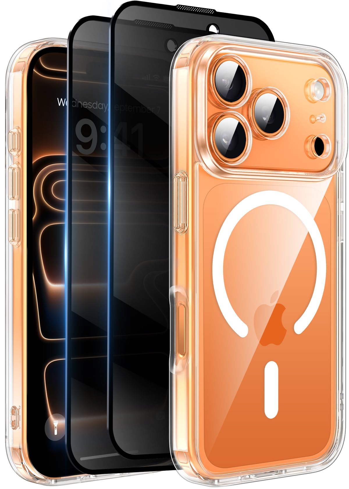 Helssitot Magnetic Matte Case Compatible with iP 17 Pro Max with 2 Anti - Glare Screen Protector, Hard PC Scratch - Resistant, Shockproof, Translucent - ModaPhone