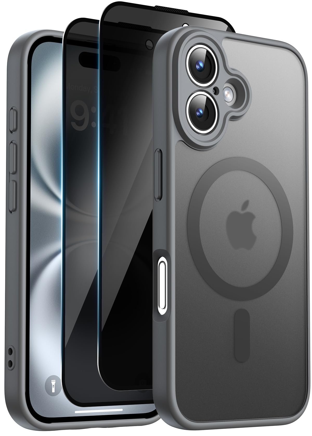 Helssitot Magnetic Matte Case Compatible with iP 17 Pro Max with 2 Anti - Glare Screen Protector, Hard PC Scratch - Resistant, Shockproof, Translucent - ModaPhone