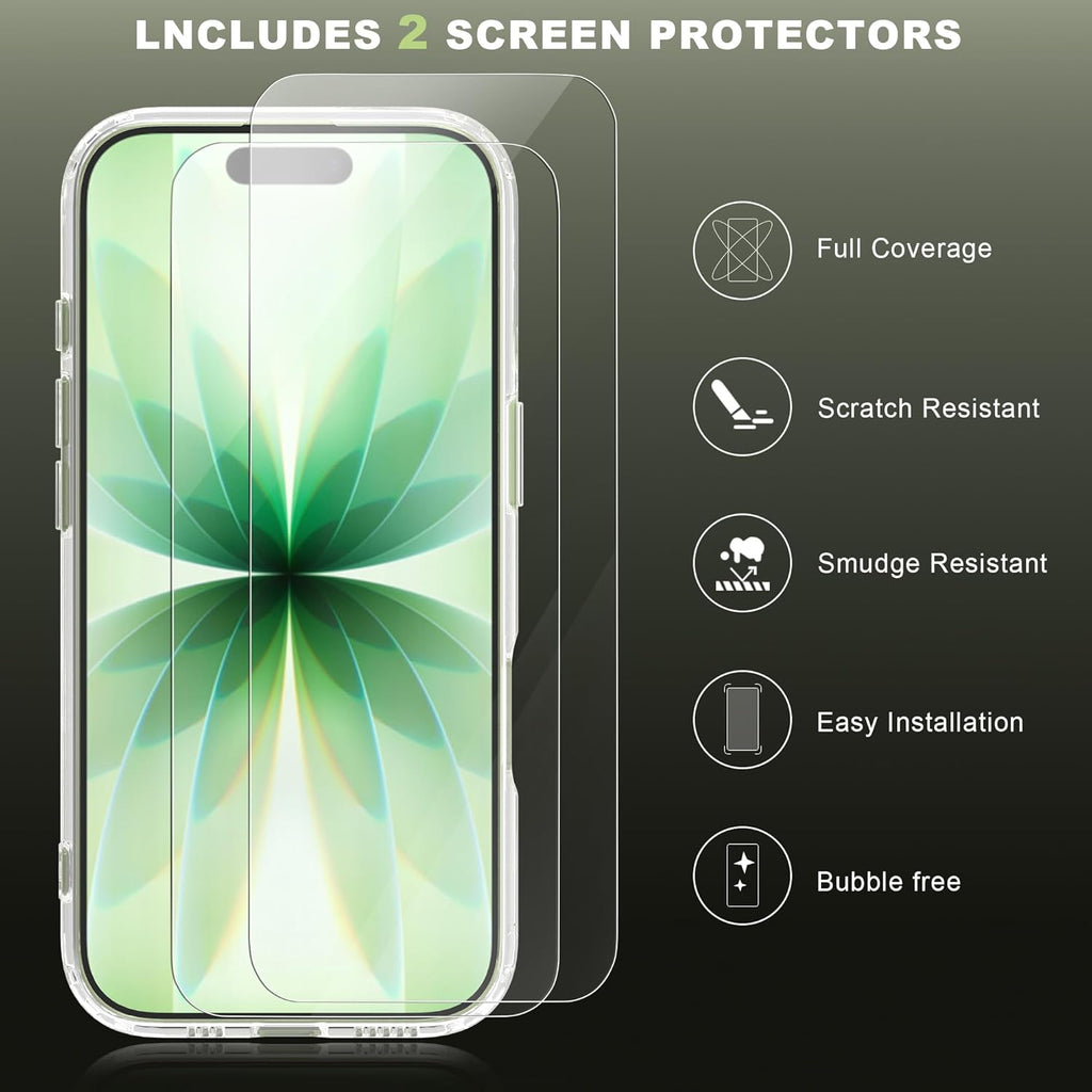 Magnetic Case for iPhone 17 Pro Max with 2 Tempered Glass, Full Camera Protection Shockproof Anti - Scratch Matte Translucent Cover - Black - ModaPhone