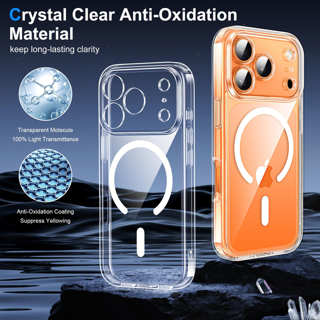 Helssitot Magnetic Matte Case Compatible with iP 17 Pro Max with 2 Anti - Glare Screen Protector, Hard PC Scratch - Resistant, Shockproof, Translucent - ModaPhone