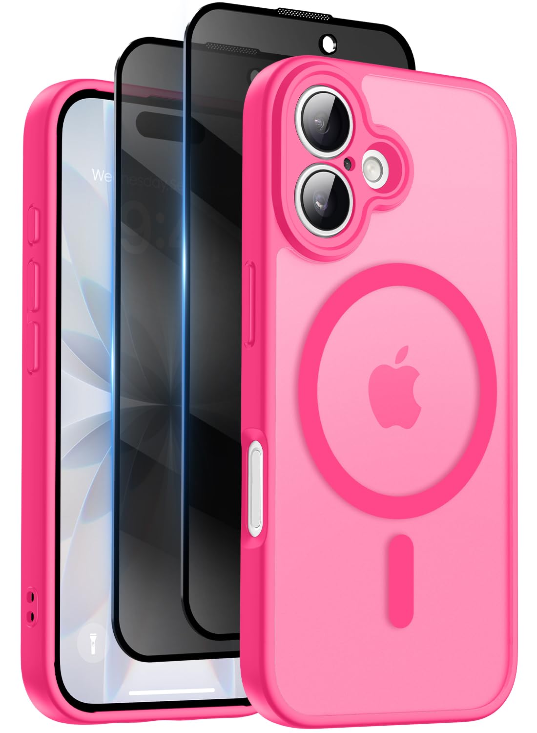 Helssitot Magnetic Matte Case Compatible with iP 17 Pro Max with 2 Anti - Glare Screen Protector, Hard PC Scratch - Resistant, Shockproof, Translucent - ModaPhone