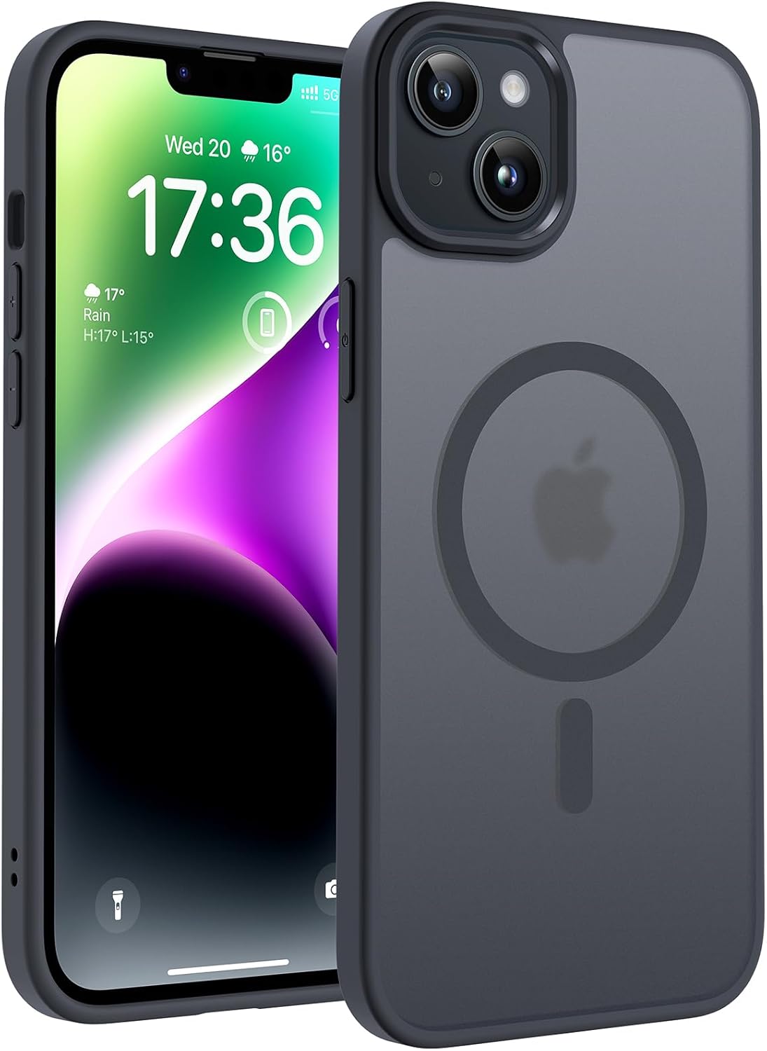 TOCOL Coque Magnétique pour iPhone 17 Pro Max 6,9 Pouces, Compatible avec MagSafe, Anneau Magnétique Intégré, Protection de l'objectif améliorée, Coque Mat Translucide Fine Antichoc, Noir - ModaPhone