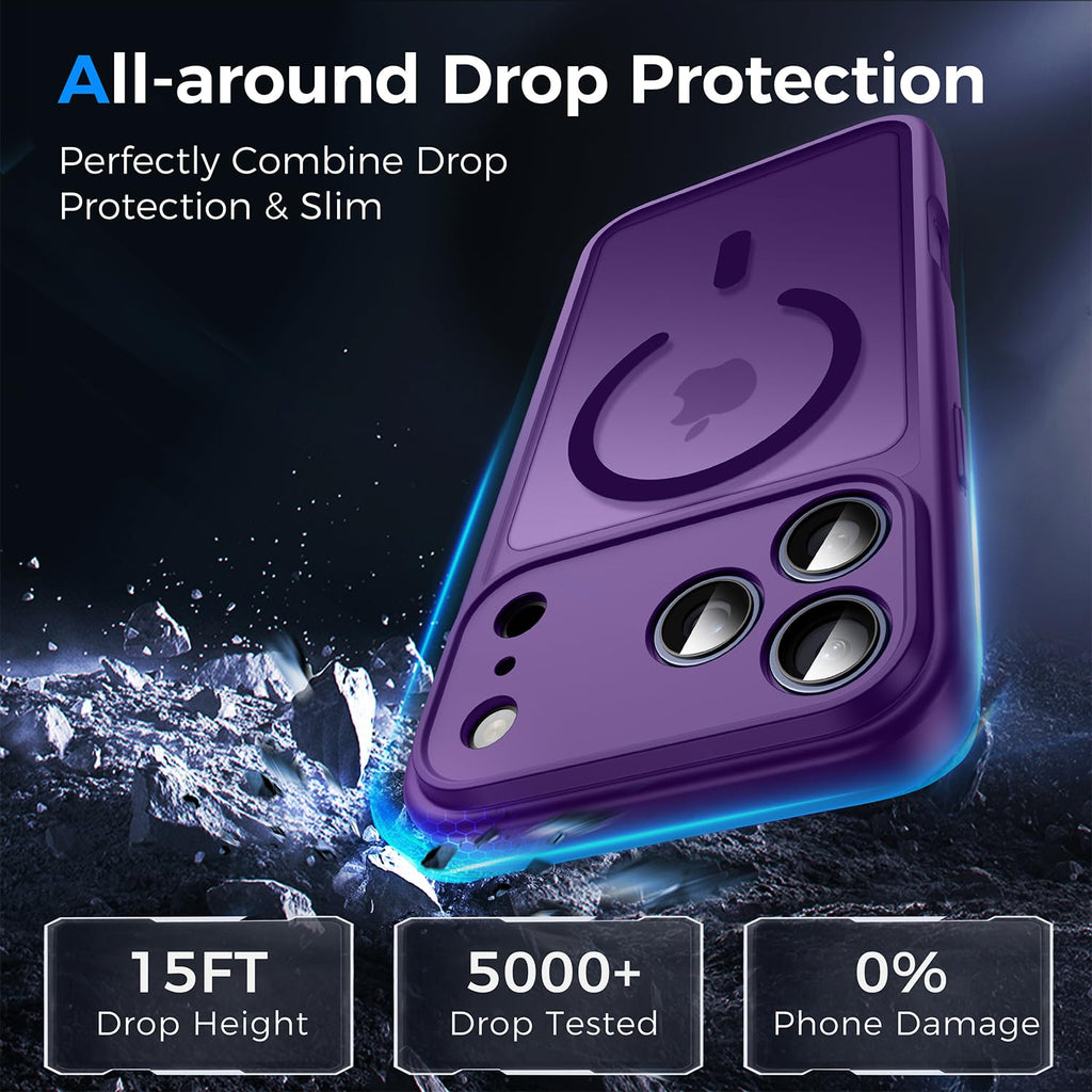 Helssitot Magnetic Matte Case Compatible with iP 17 Pro Max with 2 Anti - Glare Screen Protector, Hard PC Scratch - Resistant, Shockproof, Translucent - ModaPhone