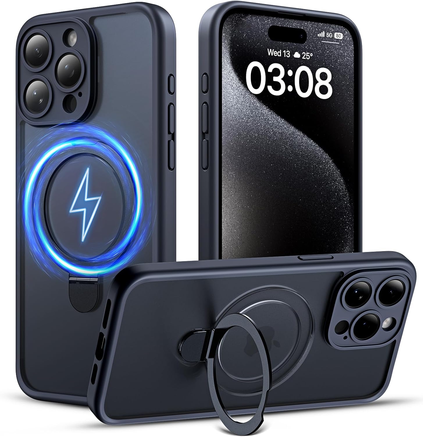 TOCOL Coque Magnétique pour iPhone 17 Pro Max 6,9 Pouces, Compatible avec MagSafe, Anneau Magnétique Intégré, Protection de l'objectif améliorée, Coque Mat Translucide Fine Antichoc, Noir - ModaPhone