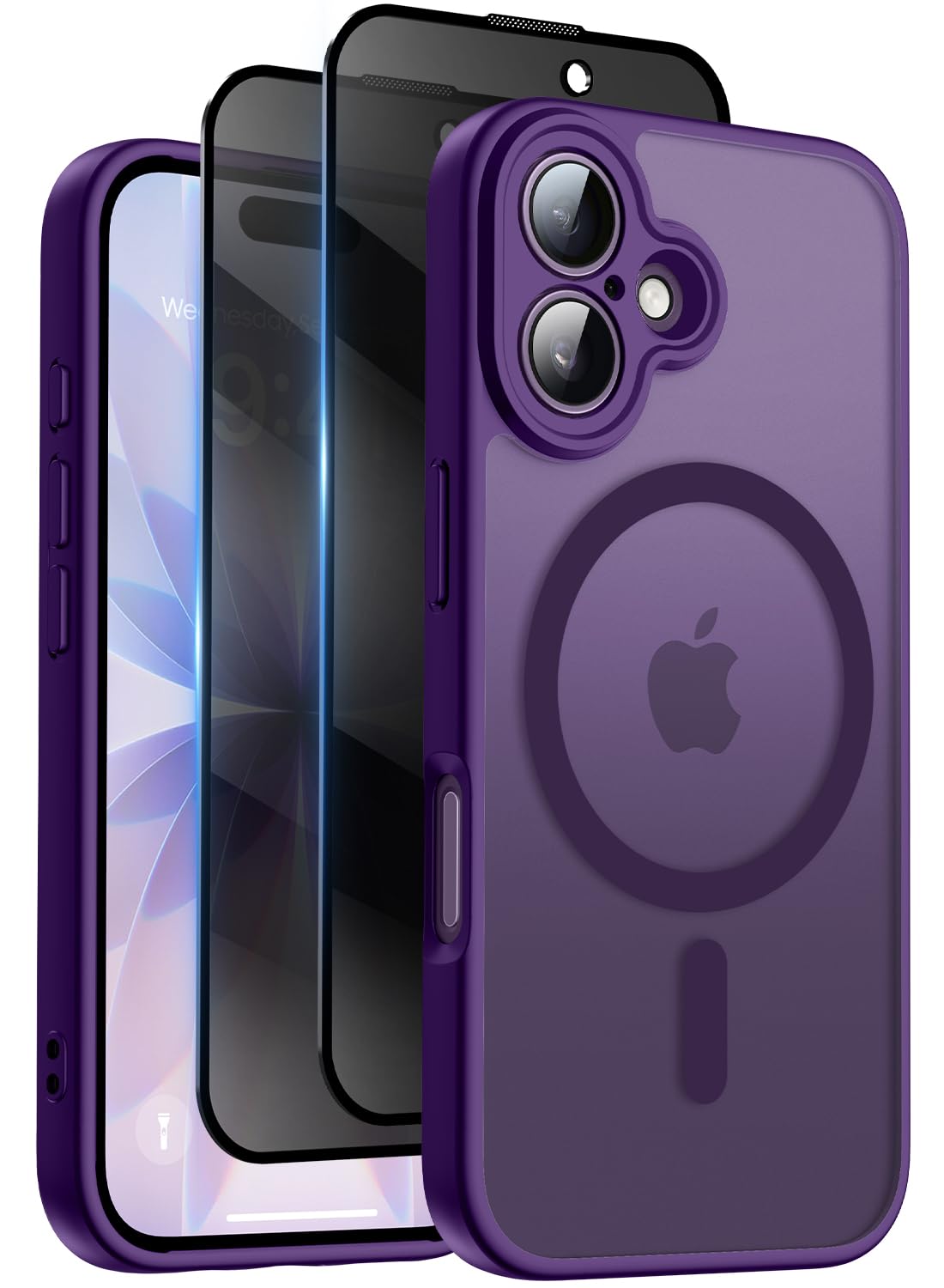 Helssitot Magnetic Matte Case Compatible with iP 17 Pro Max with 2 Anti - Glare Screen Protector, Hard PC Scratch - Resistant, Shockproof, Translucent - ModaPhone