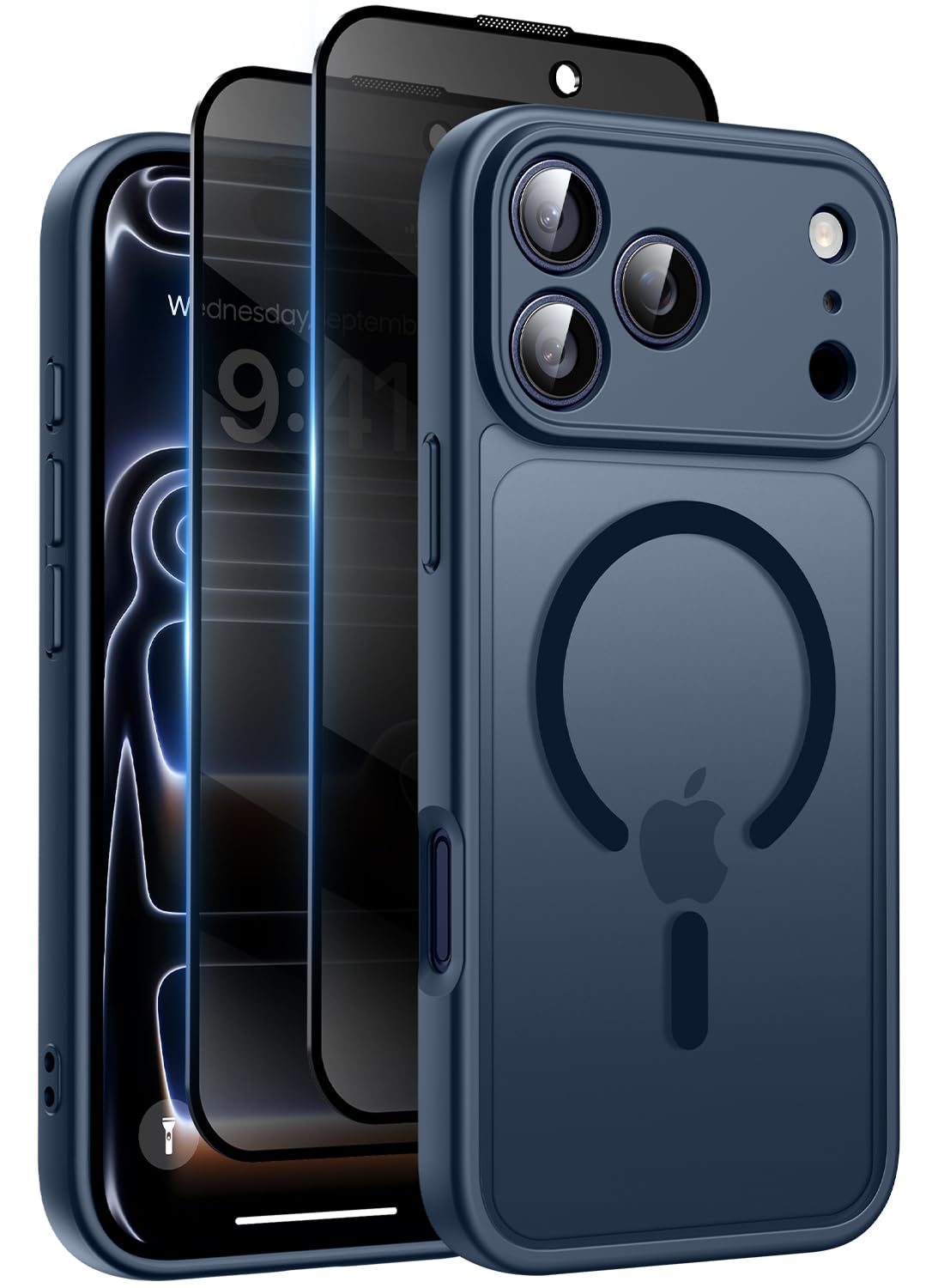 Helssitot Magnetic Matte Case Compatible with iP 17 Pro Max with 2 Anti - Glare Screen Protector, Hard PC Scratch - Resistant, Shockproof, Translucent - ModaPhone