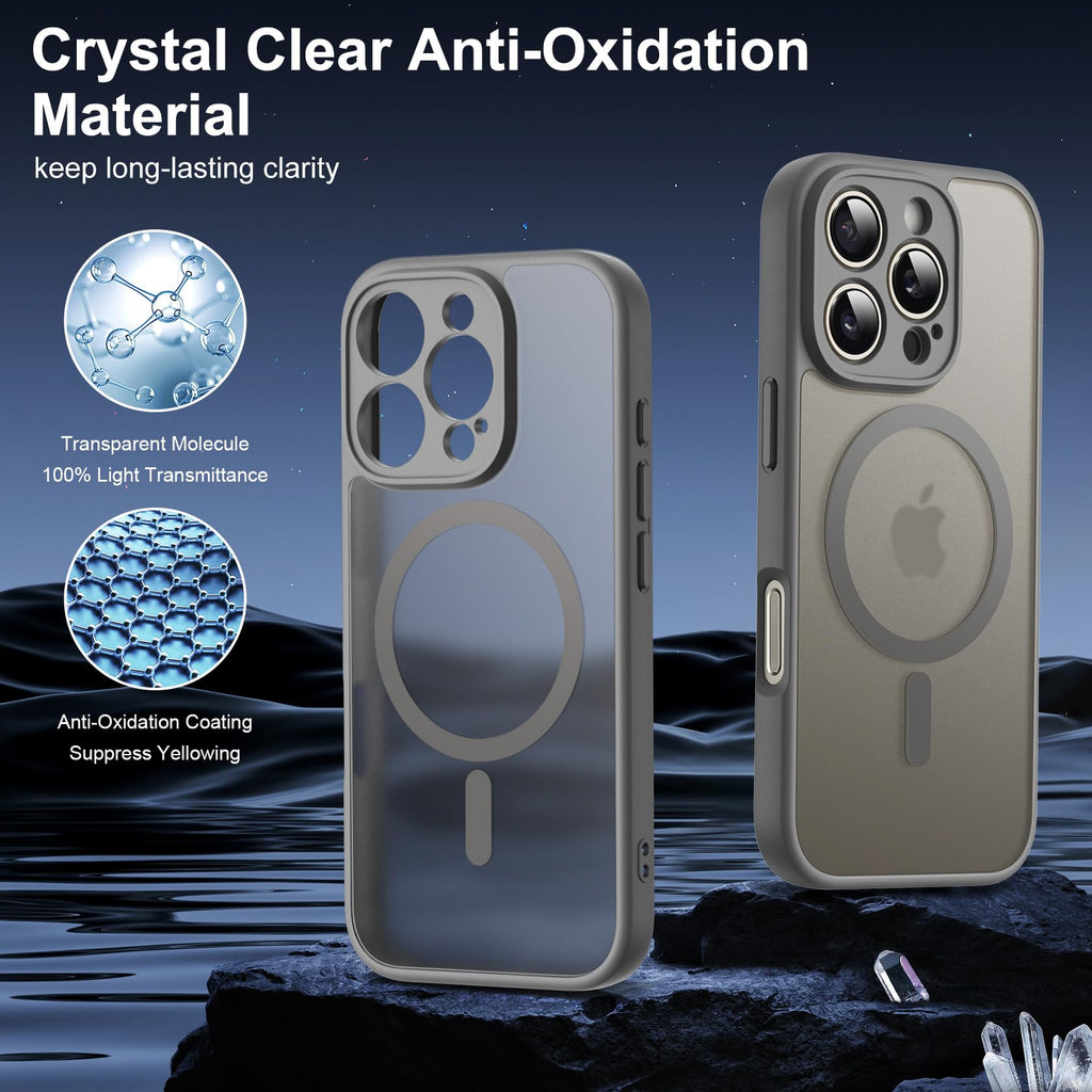 Helssitot Magnetic Matte Case Compatible with iP 17 Pro Max with 2 Anti - Glare Screen Protector, Hard PC Scratch - Resistant, Shockproof, Translucent - ModaPhone