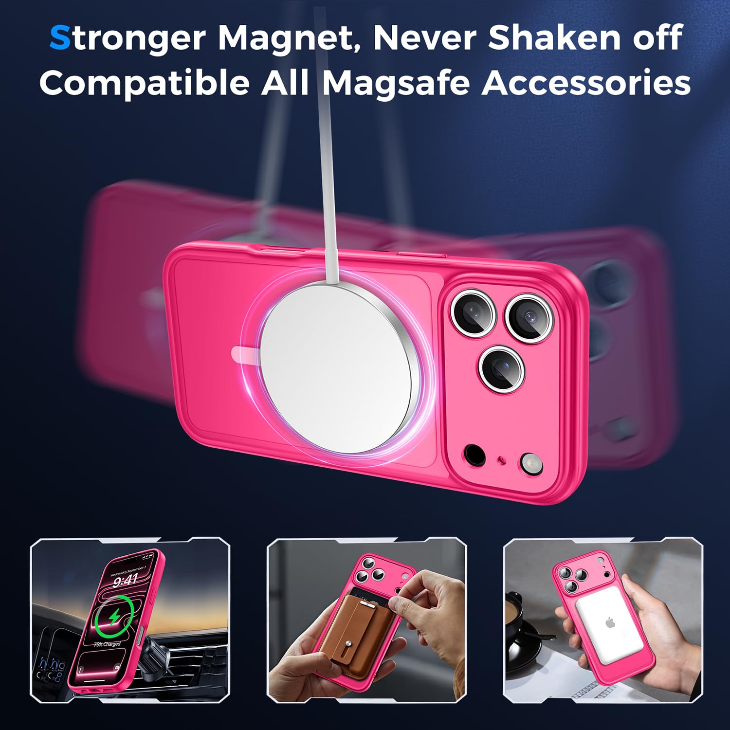 Helssitot Magnetic Matte Case Compatible with iP 17 Pro Max with 2 Anti - Glare Screen Protector, Hard PC Scratch - Resistant, Shockproof, Translucent - ModaPhone