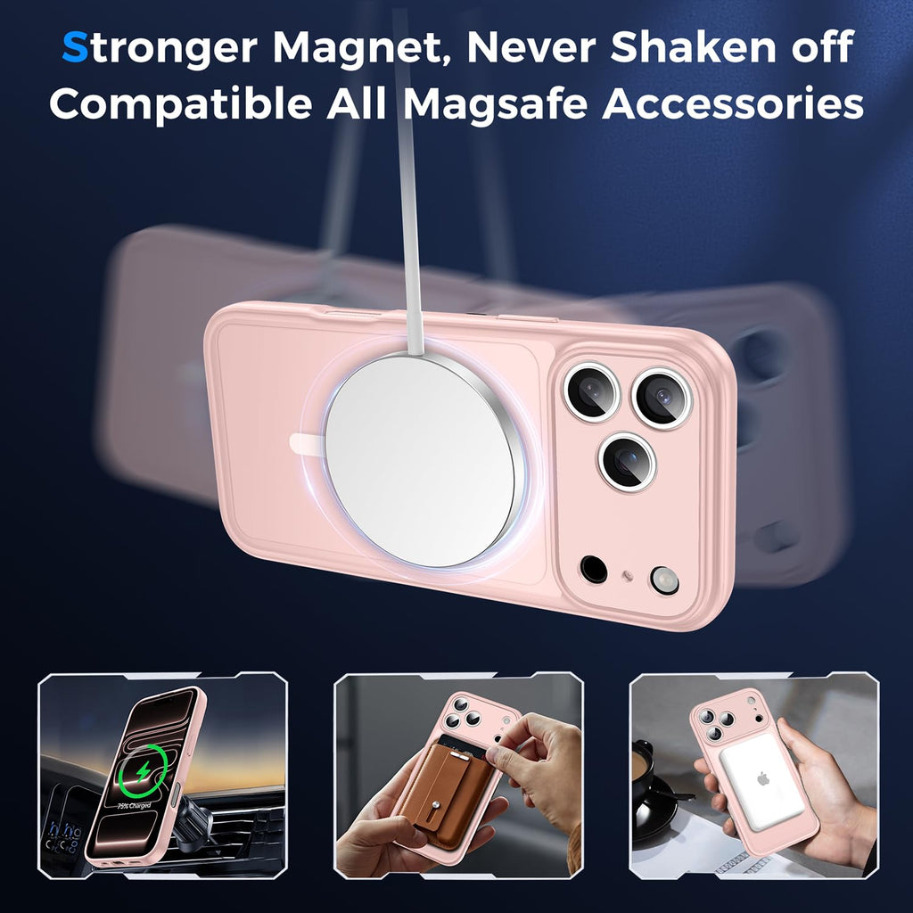 Helssitot Magnetic Matte Case Compatible with iP 17 Pro Max with 2 Anti - Glare Screen Protector, Hard PC Scratch - Resistant, Shockproof, Translucent - ModaPhone