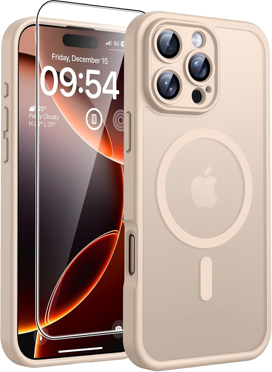 TOCOL Coque Magnétique pour iPhone 17 Pro Max 6,9 Pouces, Compatible avec MagSafe, Anneau Magnétique Intégré, Protection de l'objectif améliorée, Coque Mat Translucide Fine Antichoc, Noir - ModaPhone