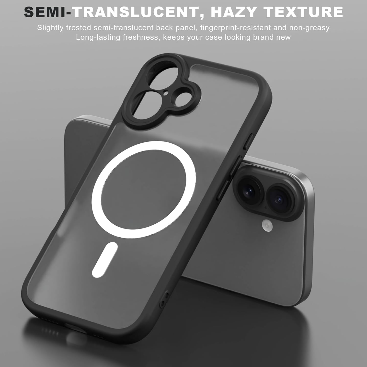 Magnetic Case for iPhone 17 Pro Max with 2 Tempered Glass, Full Camera Protection Shockproof Anti - Scratch Matte Translucent Cover - Black - ModaPhone