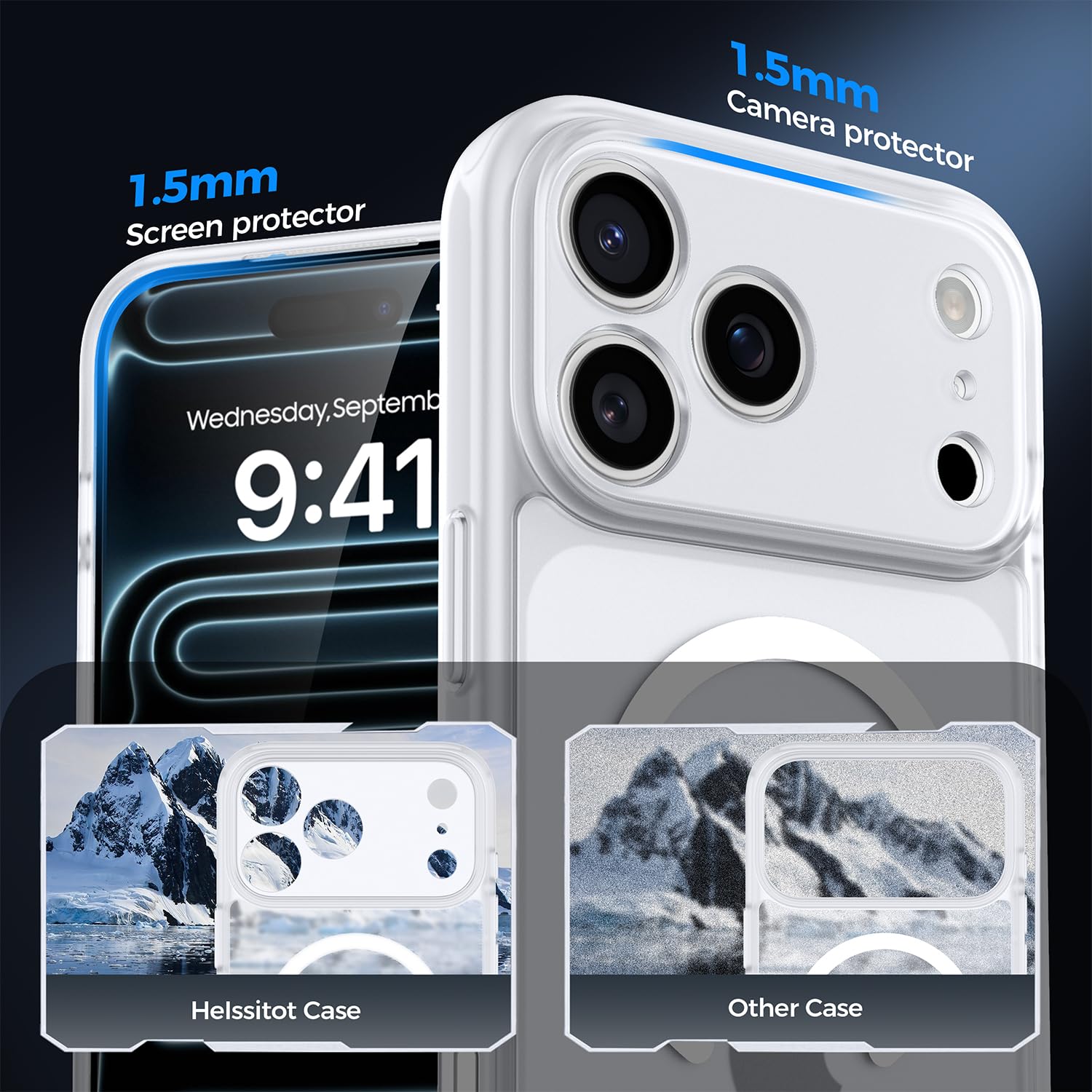 Helssitot Magnetic Matte Case Compatible with iP 17 Pro Max with 2 Anti - Glare Screen Protector, Hard PC Scratch - Resistant, Shockproof, Translucent - ModaPhone