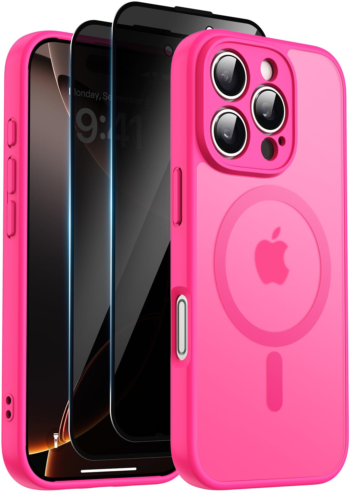Helssitot Magnetic Matte Case Compatible with iP 17 Pro Max with 2 Anti - Glare Screen Protector, Hard PC Scratch - Resistant, Shockproof, Translucent - ModaPhone